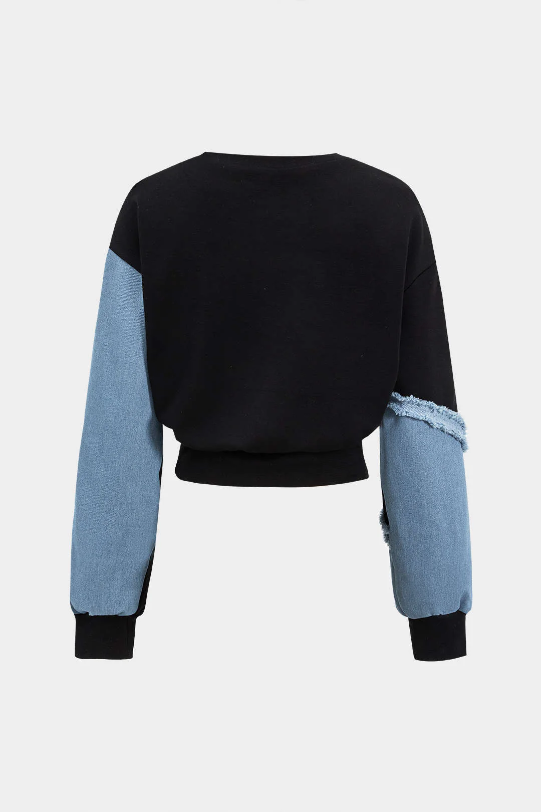 Denim Patchwork Long Sleeve Top And Wide Leg Trousers Set - Image 3
