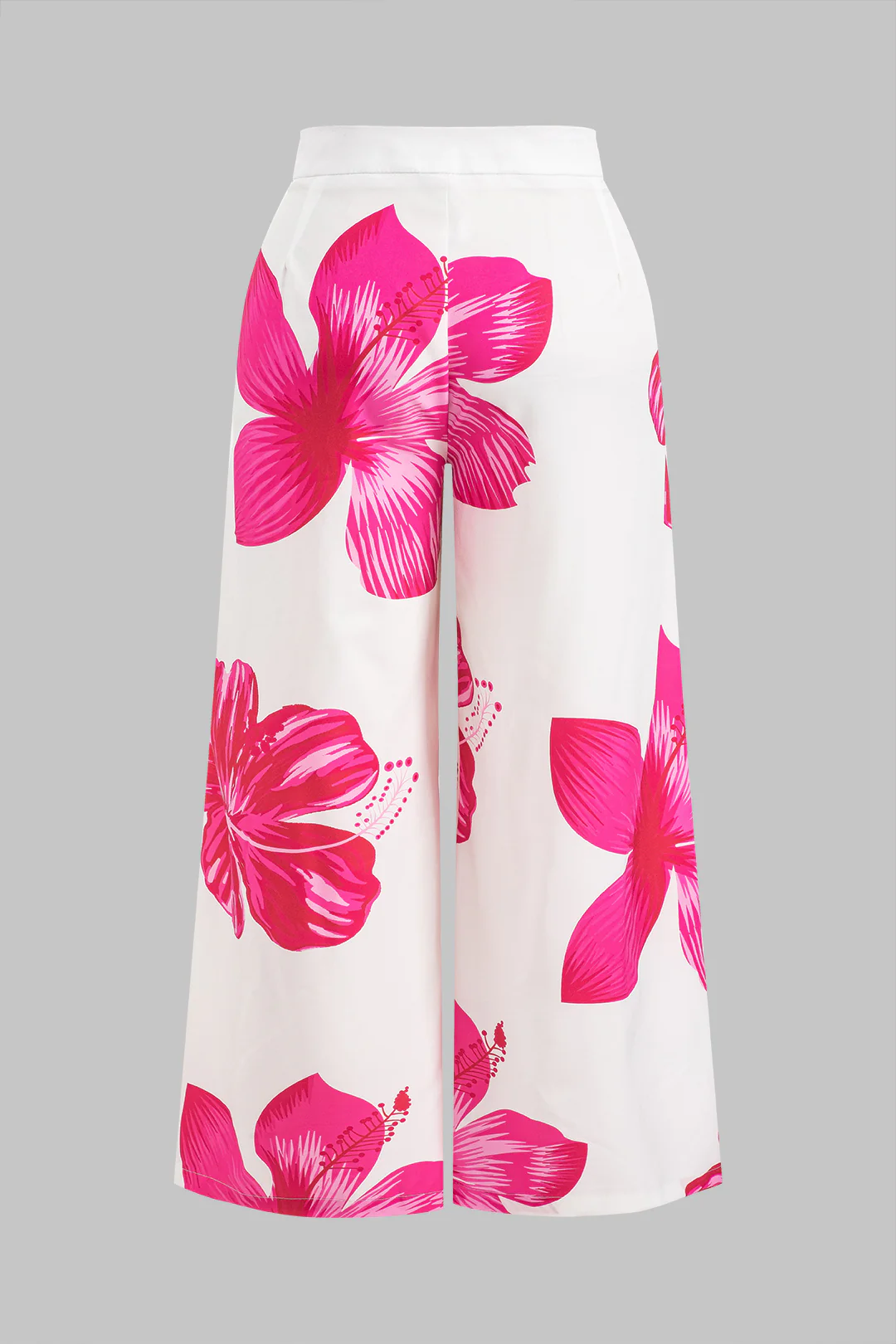 Plus Size Floral Print Button Knot Long Sleeve Shirt And High Waist Trousers Set - Image 6