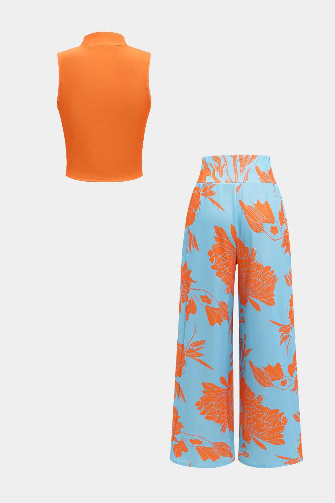 Sleeveless Tank Top And Geometric Pattern Trousers Set - Image 18