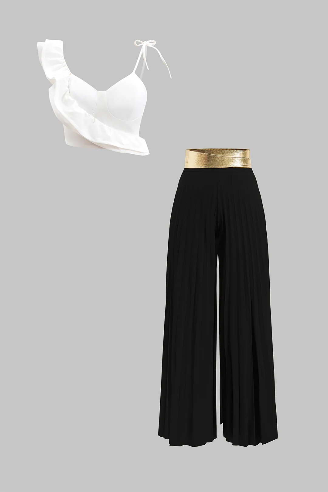 Ruffle Cami Top And Pleated Trousers Set - Image 7