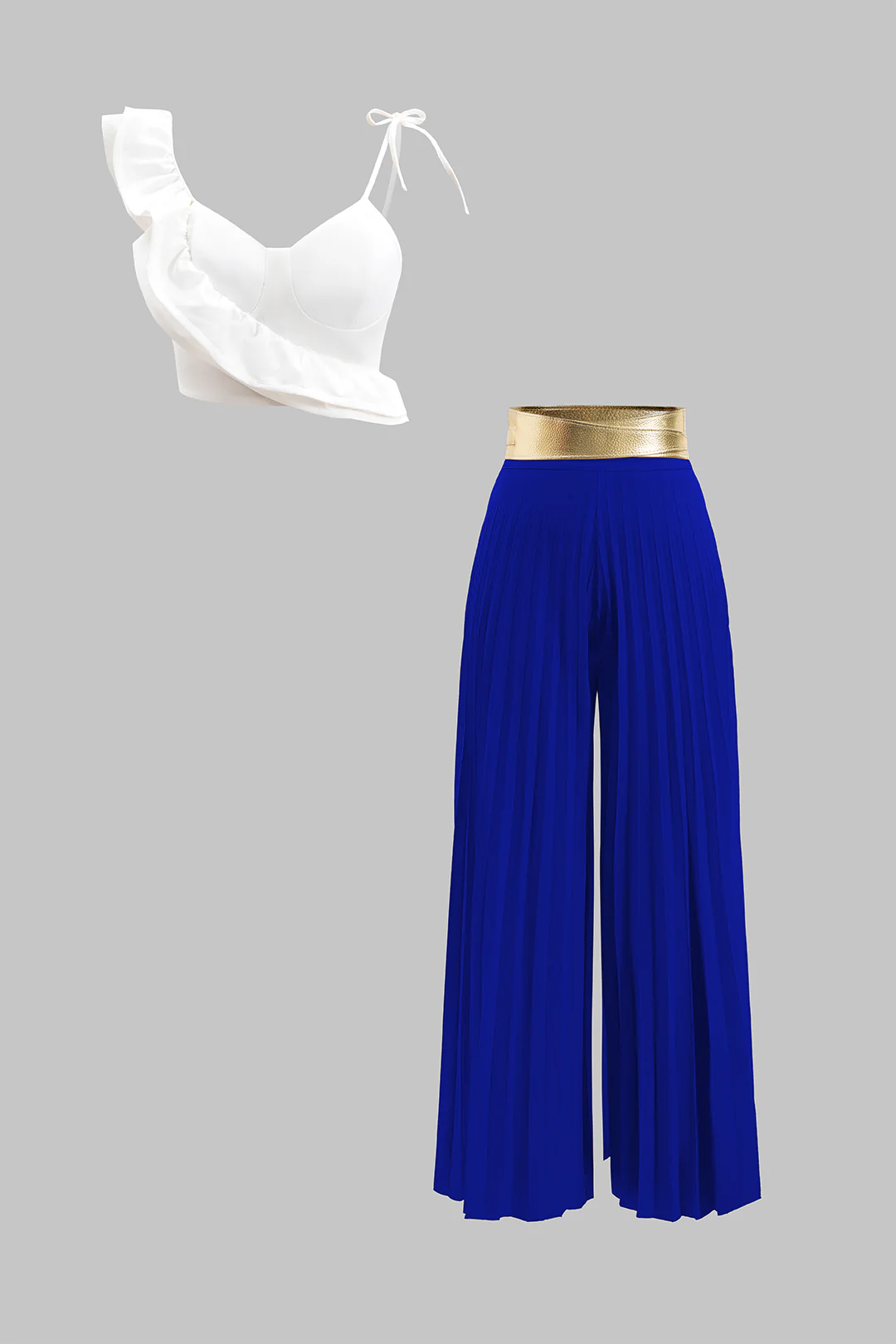 Ruffle Cami Top And Pleated Trousers Set - Image 8