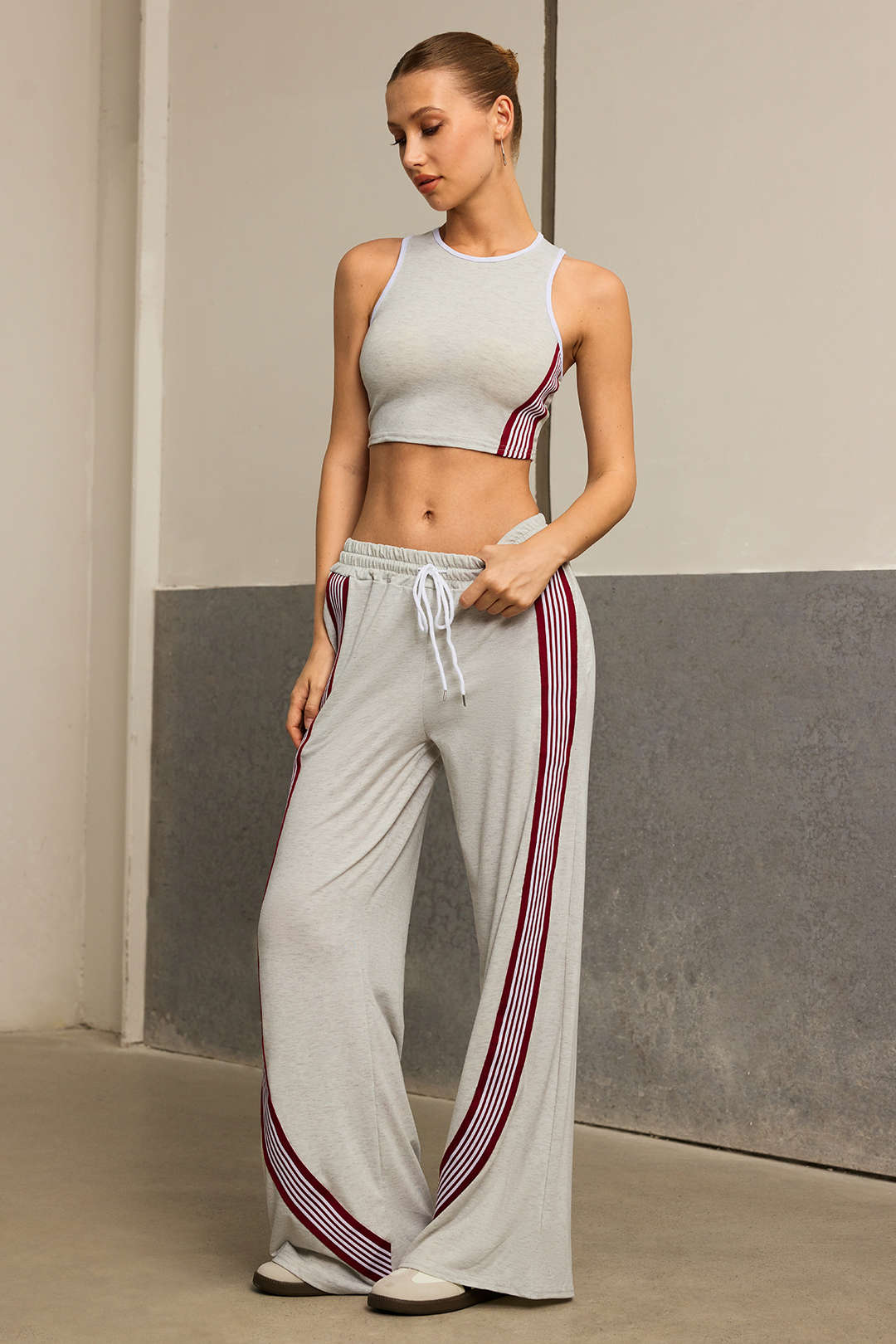 Stripes Tank Top And Wide Leg Pants Set - Image 10