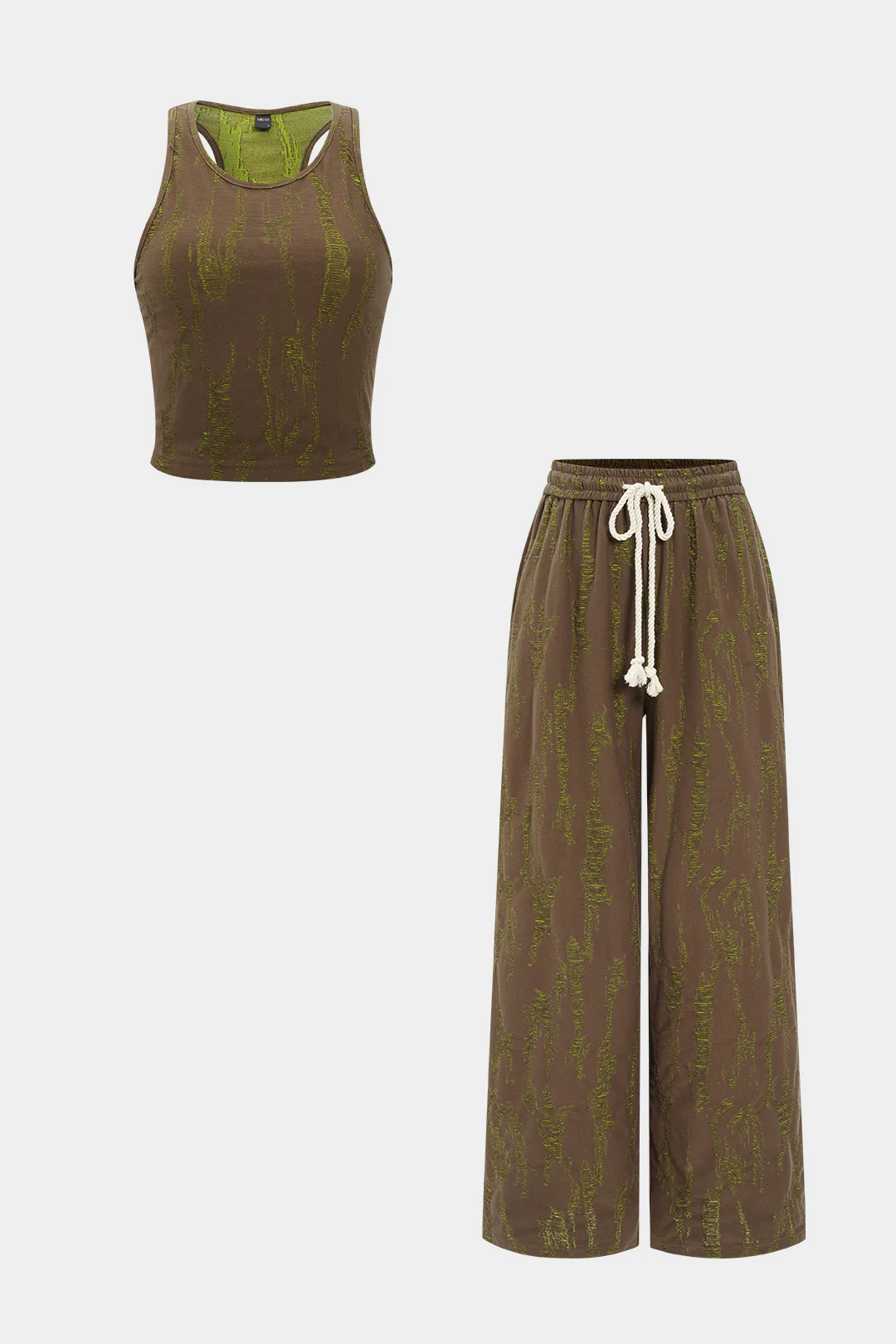 Ripped Sleeveless Tank Top And Drawstring High Waist Trousers Set - Image 8
