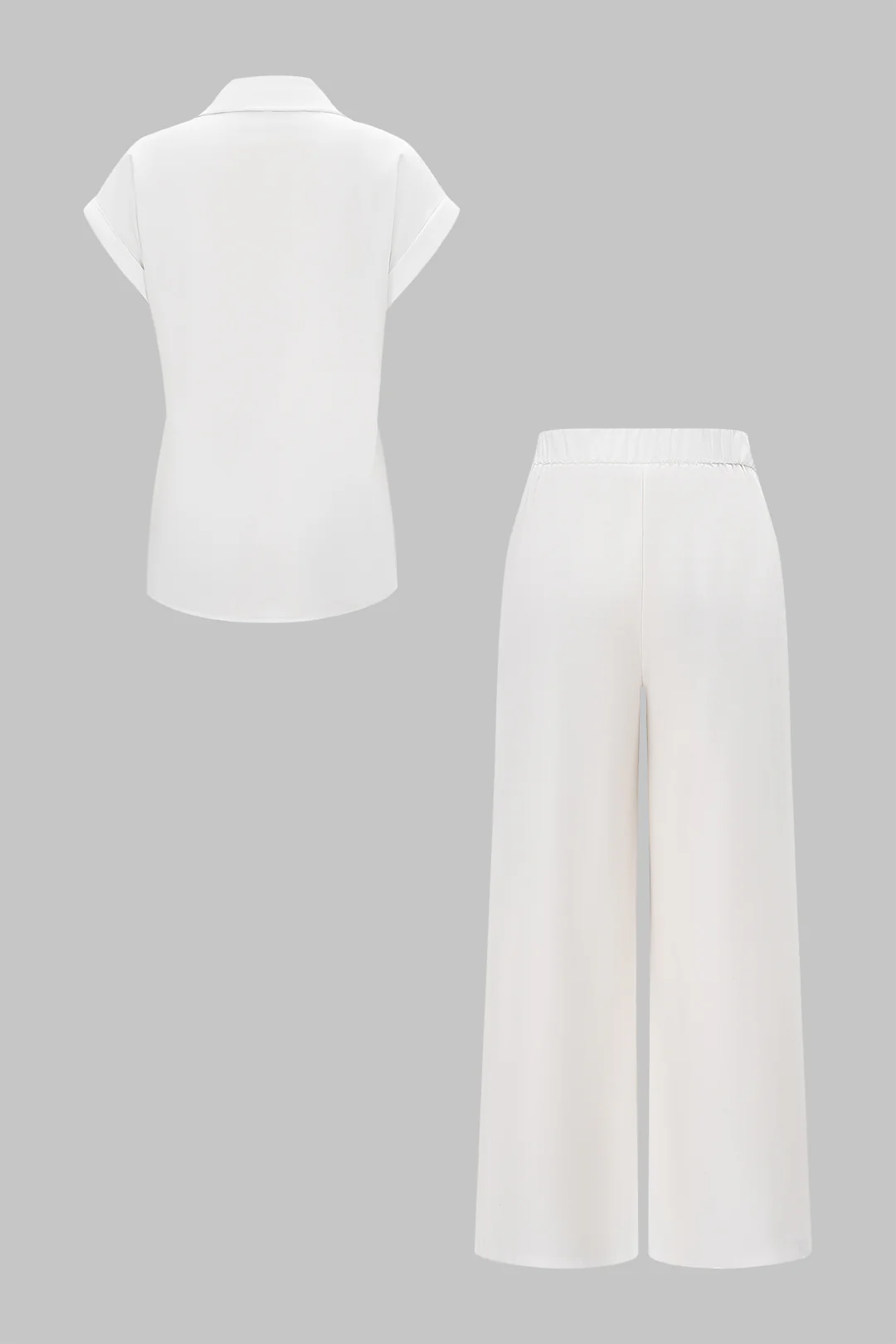 Asymmetrical Tie Front Long-Sleeve Shirt And Pants Set - Image 6