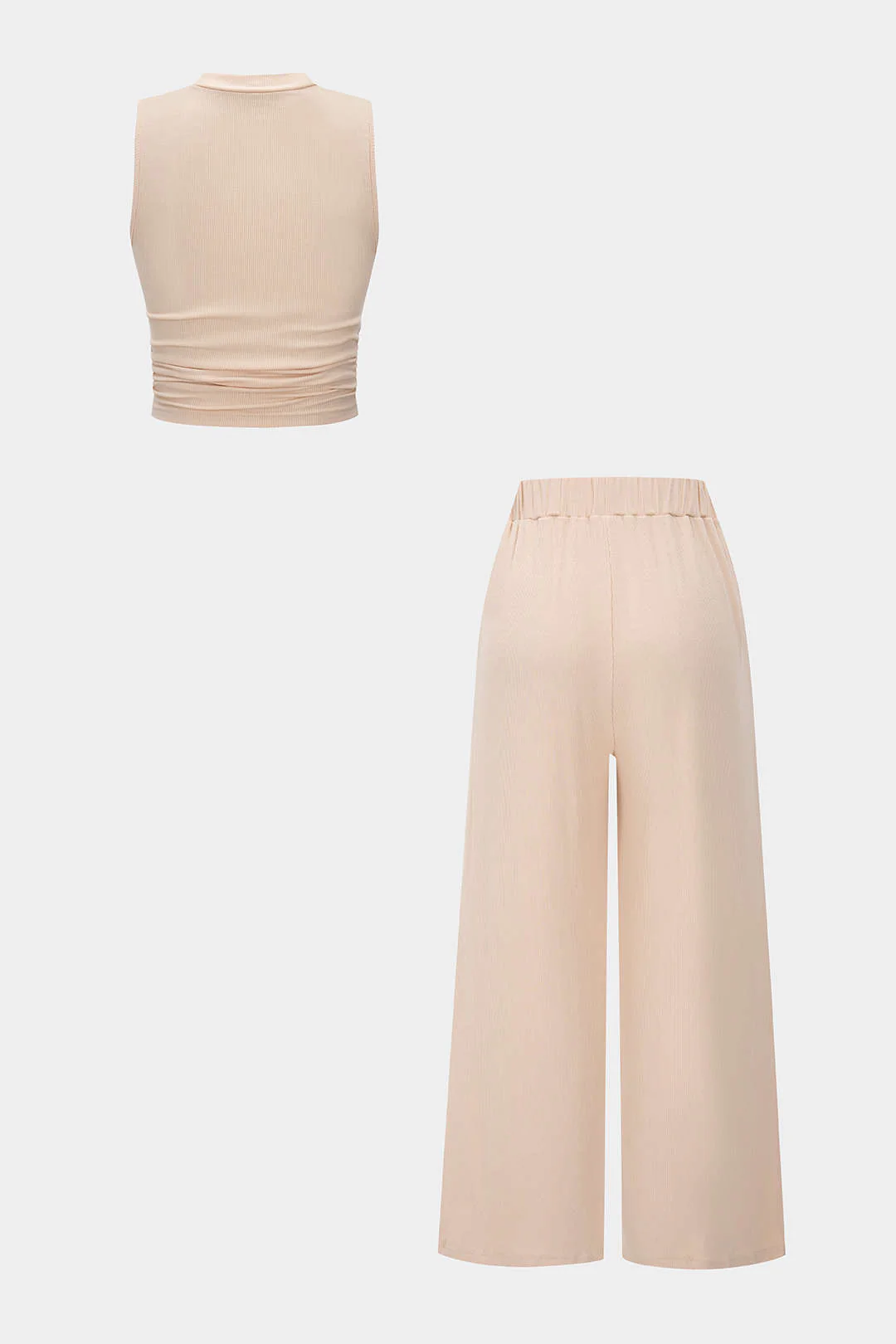 Solid Tank Top And Drawstring Trousers Set - Image 2