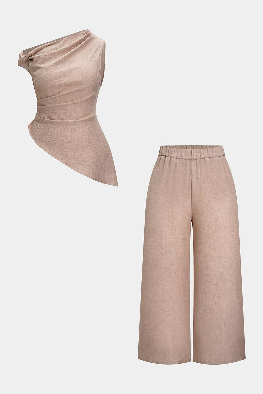 Plus Size Asymmetrical Ruched Trousers Set - Image 2