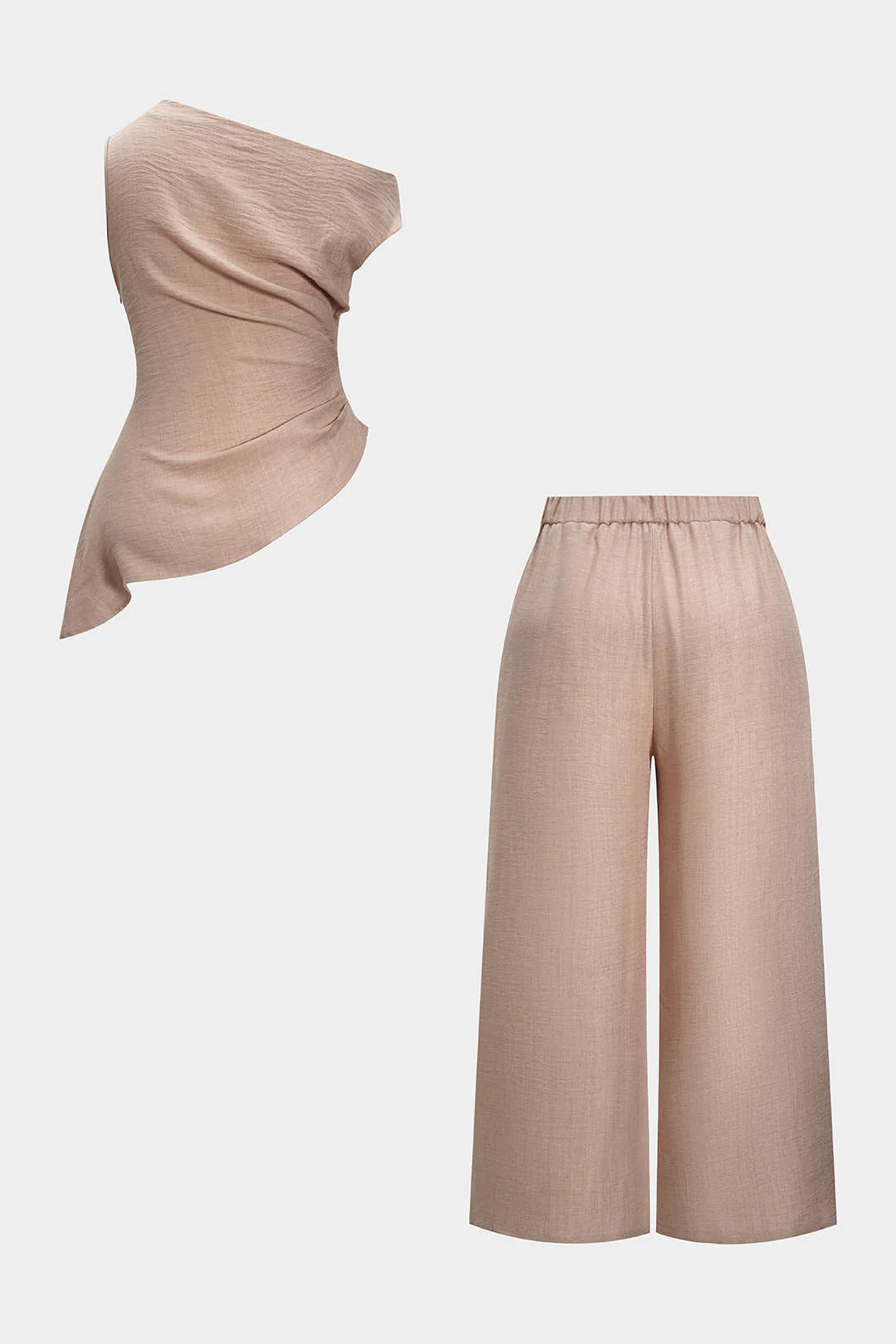Plus Size Asymmetrical Ruched Trousers Set - Image 3