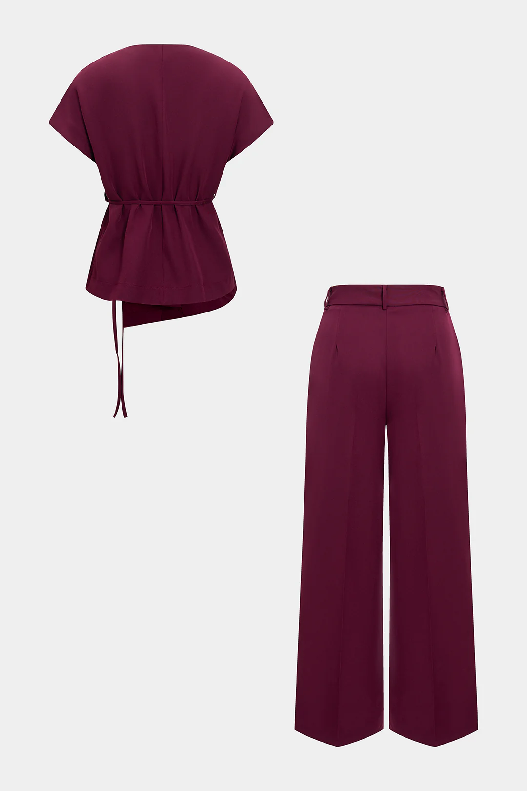 Tie-Up Strappy Short-Sleeve Top And Pants Set - Image 5