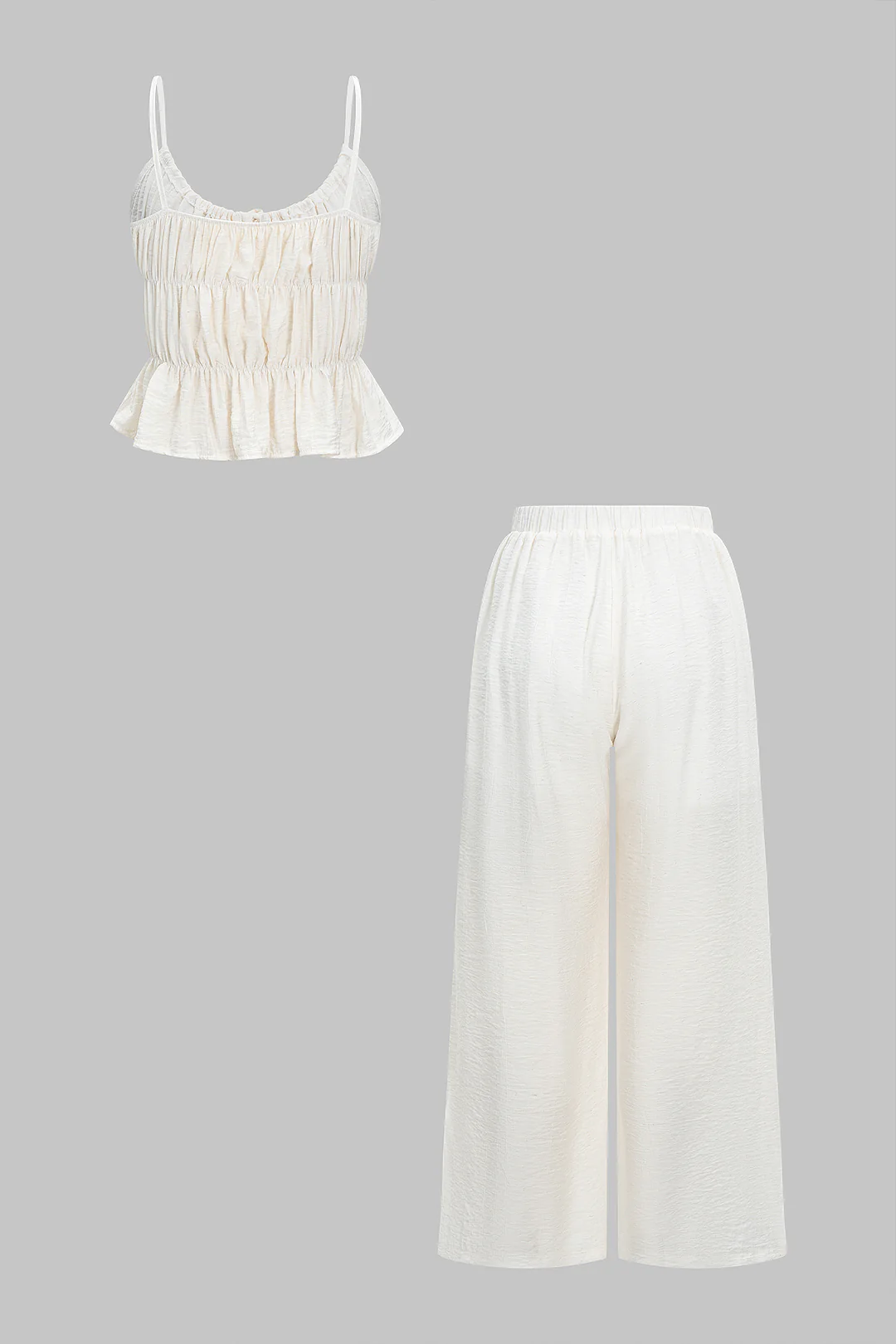 Ruched Tie-Up Cami Top And Trousers Set - Image 3