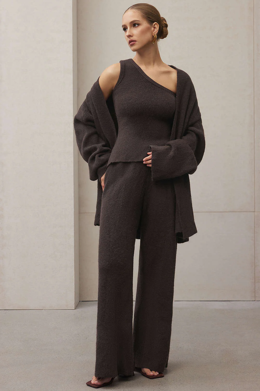 3PC Asymmetrical Tank Top And Wide Leg Pants Set