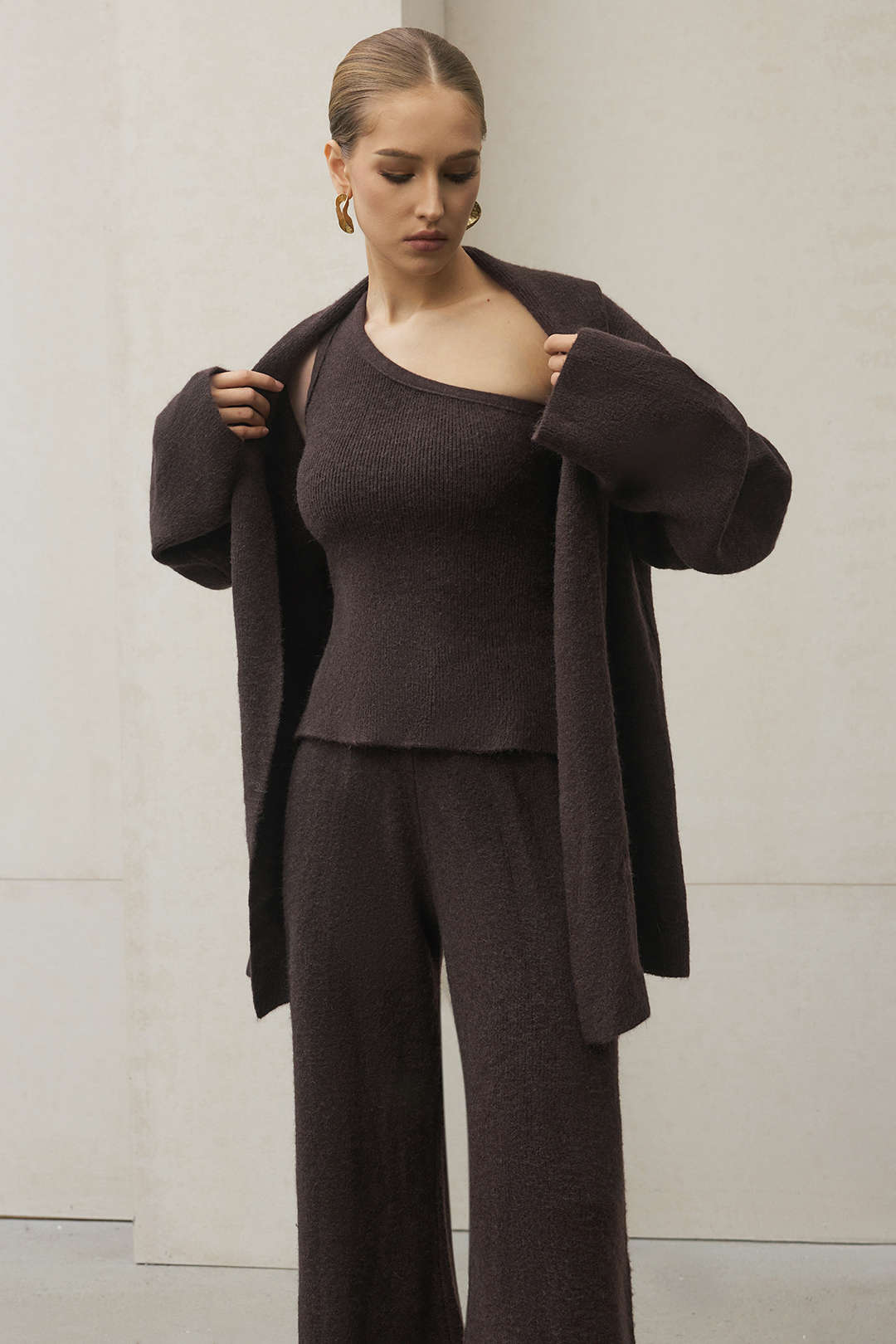 3PC Asymmetrical Tank Top And Wide Leg Pants Set - Image 2