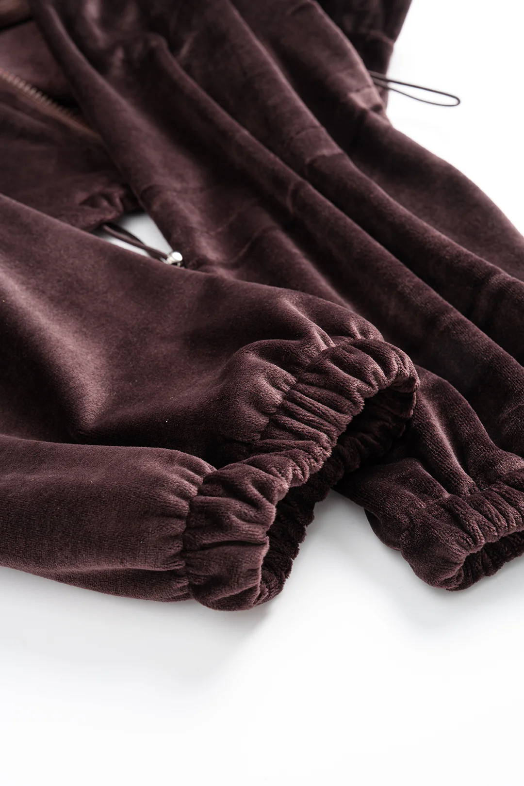 Velvet Stand Collar Zipper Long-Sleeve Top And Drawstring Pants Set - Image 6