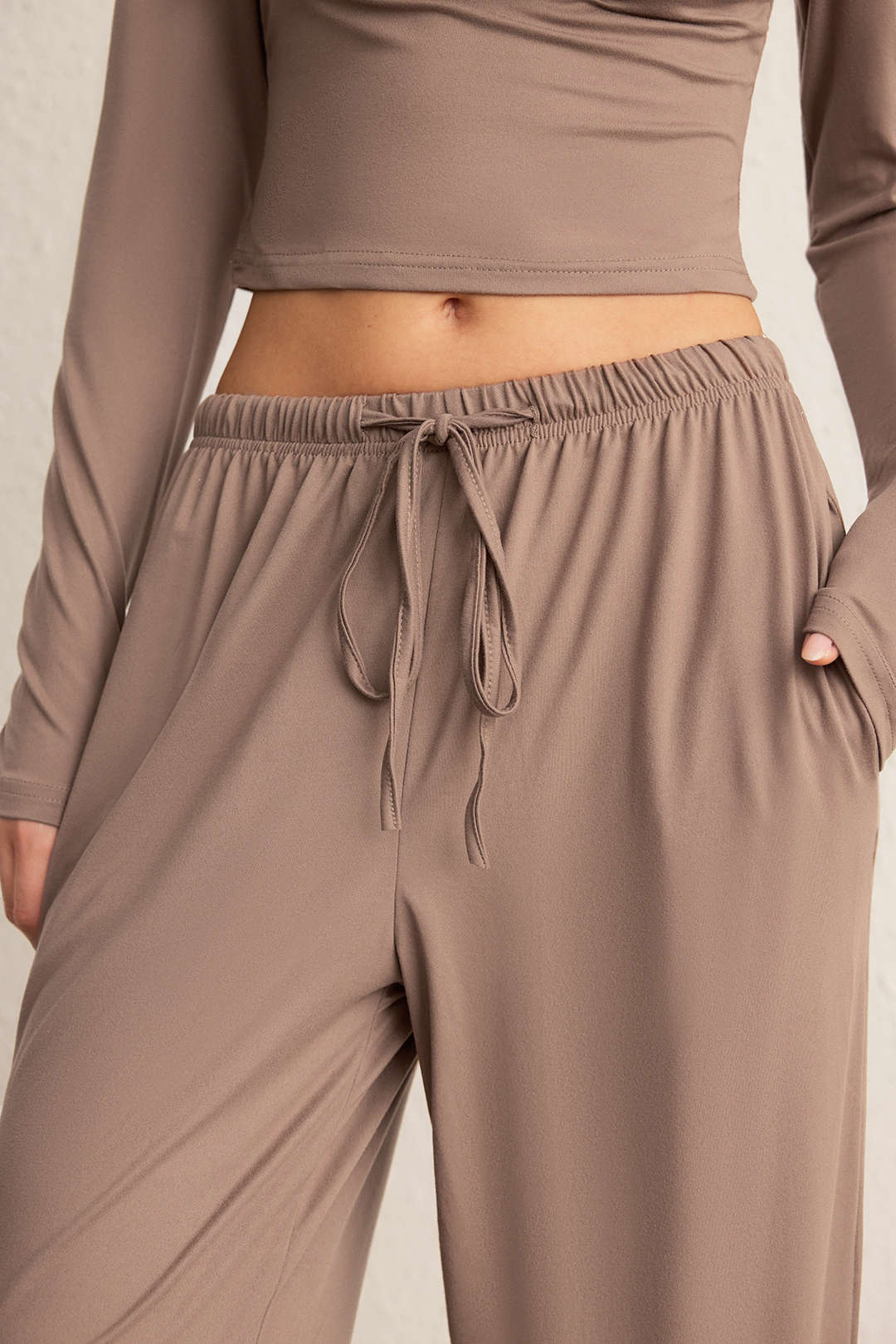 Square Neck Long Sleeve Top And Wide Leg Pants Set - Image 5