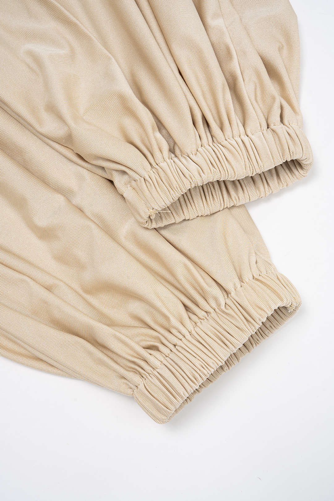 Ruched Off Shoulder Long Sleeve Cropped Top And High Waist Lantern Pants Set - Image 4