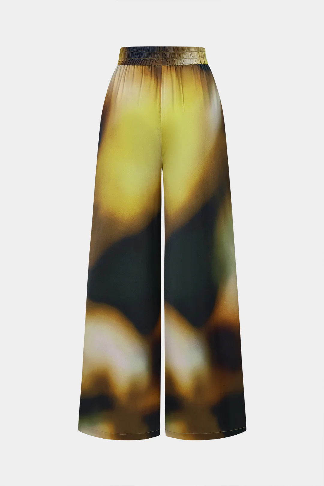Tie Dye Print Satin Shirred Waistband Wide Leg Pants - Image 2