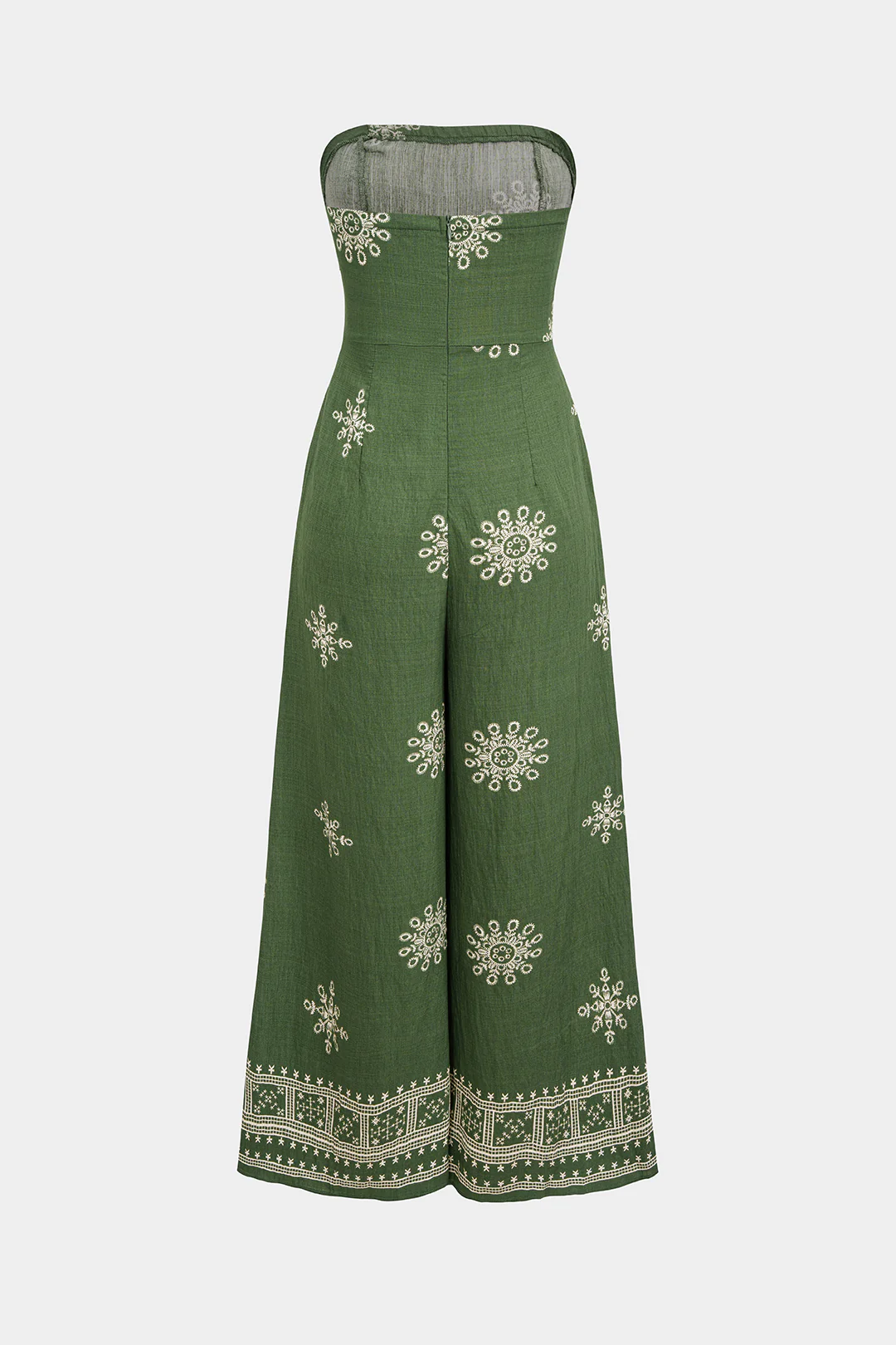 Artistic Print Tie-Front Strapless Sleeveless Wide Leg Jumpsuit - Image 2