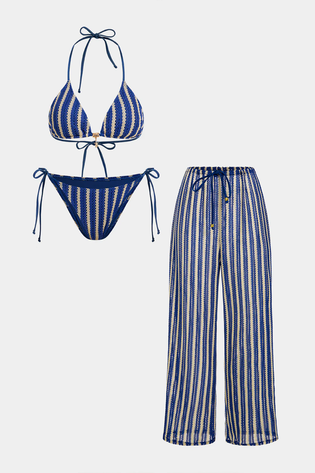 Striped Tie-Up Bikini Set - Image 2