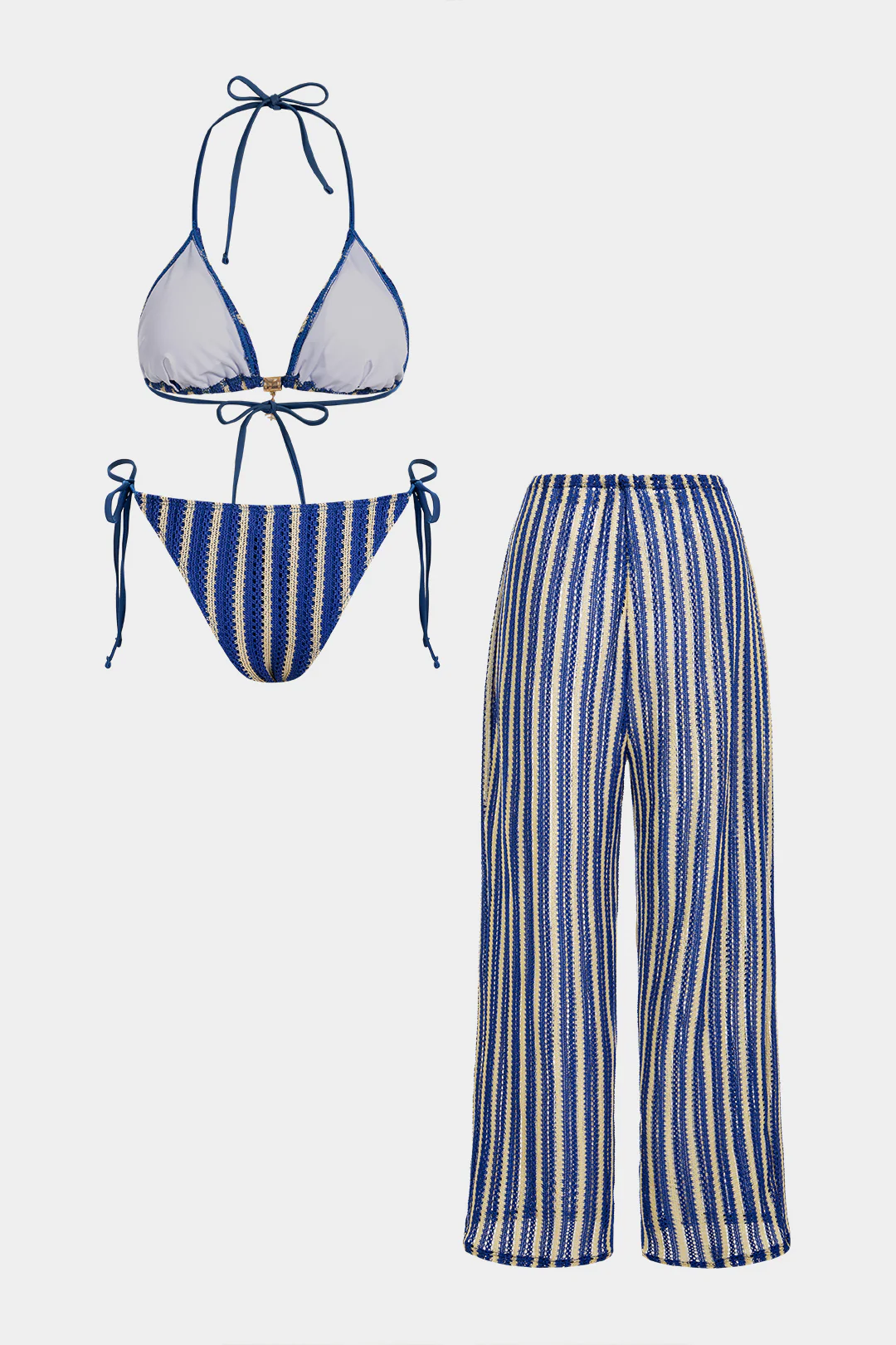 Striped Tie-Up Bikini Set - Image 3