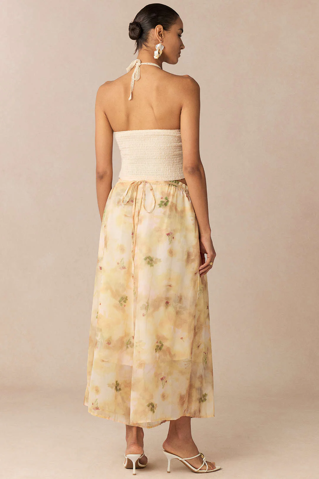 Halter Neck Tie Back Cami Top And Floral Print Wide Leg Pants - Image 6