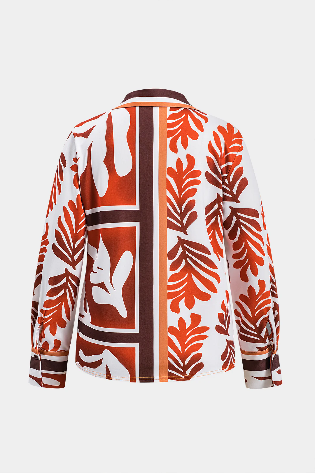 Plus Size Bohemian Print Button Long Sleeve Shirt And Button Shorts Set - Image 3
