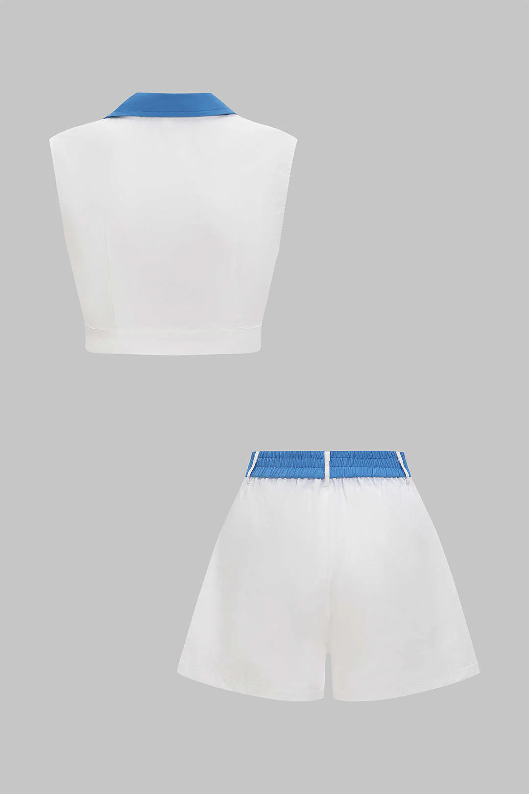 Patchwork Metallic Decor V-Neck Tank Top And Shorts Set - Image 6