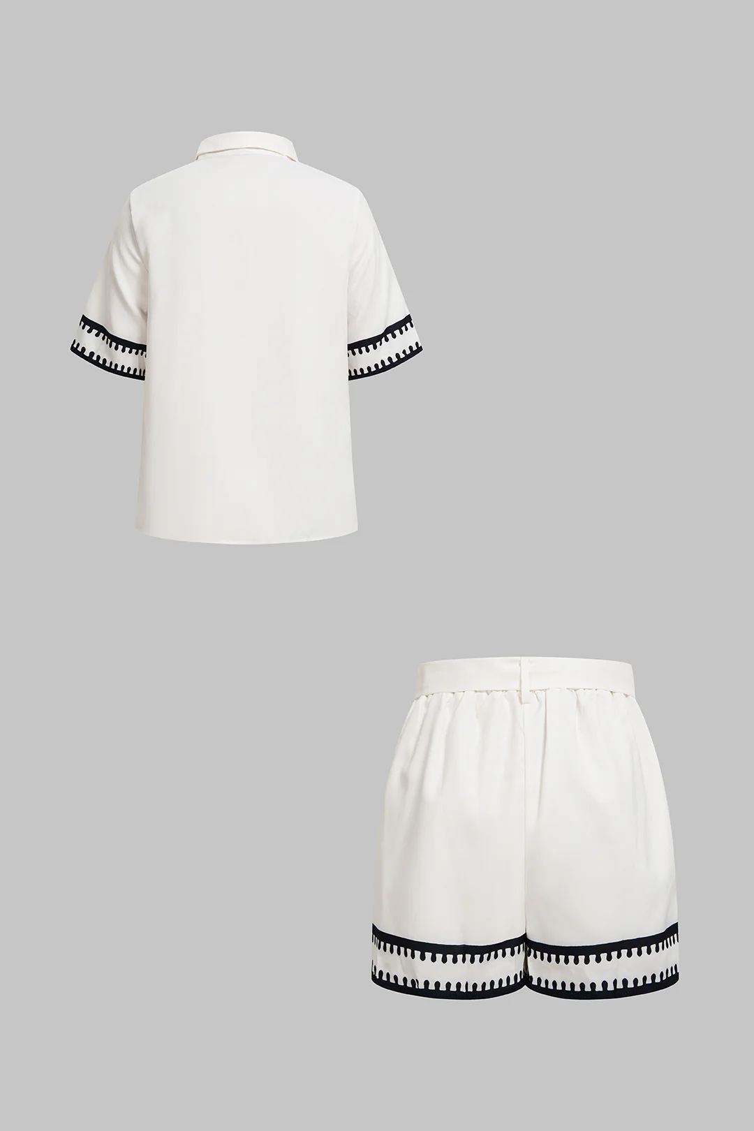 Contrast Print Button Short Sleeve Shirt And Belted Shorts Set - Image 2