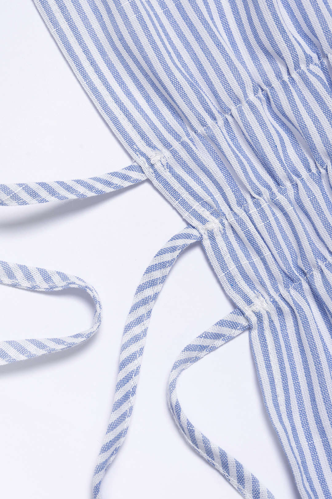 Stripes Print Ruffle Tie-Up Tube Top And Shirred Waistband Shorts Set - Image 3