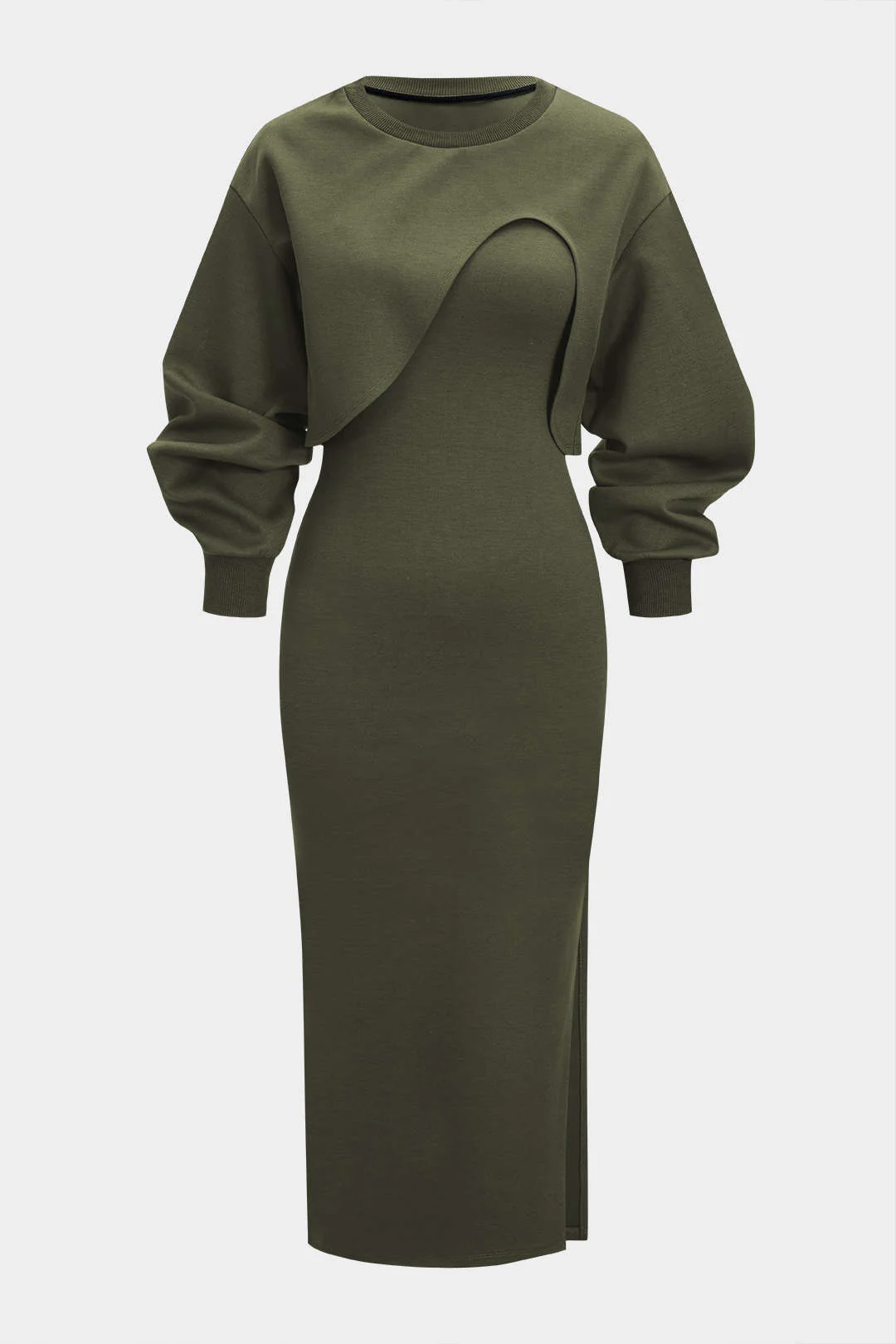 Asymmetrical Long-Sleeve Top And Sleeveless Dress Set - Image 12