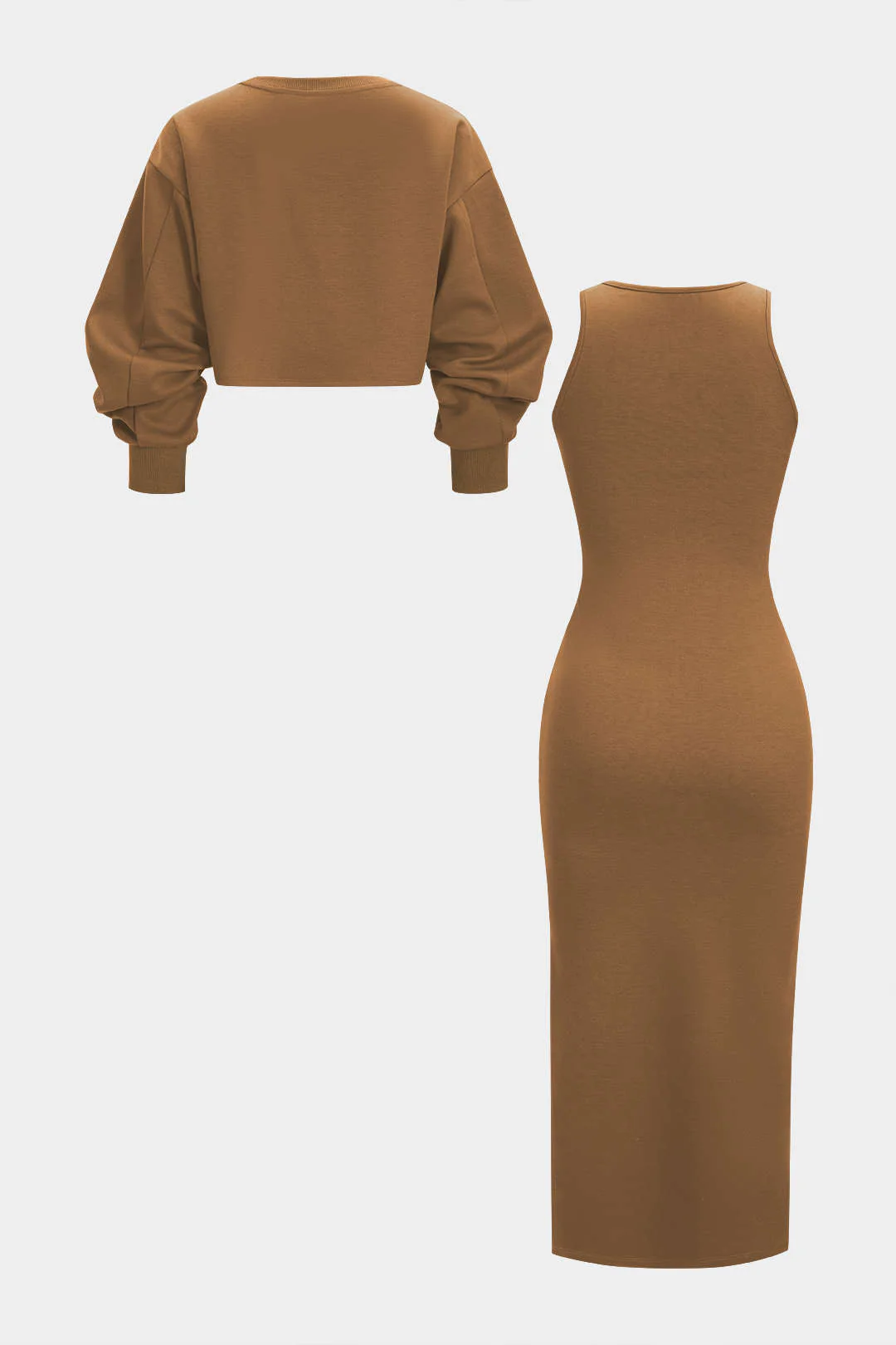 Asymmetrical Long-Sleeve Top And Sleeveless Dress Set - Image 3
