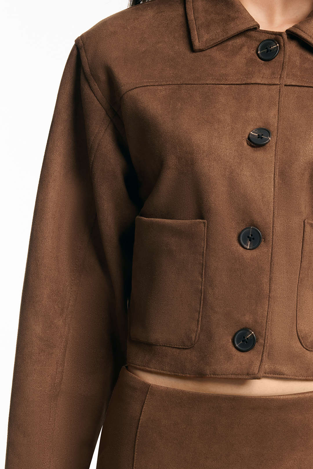 Suede Pocket Button Long-Sleeve Top - Image 4