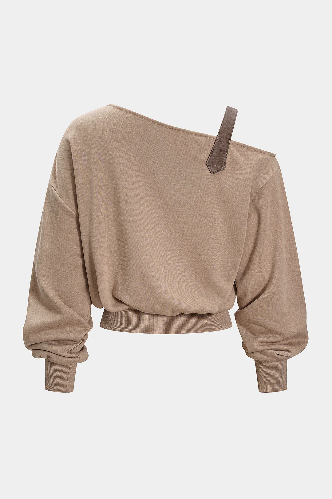 Asymmetrical Neck Ruched Long-Sleeve Top - Image 2