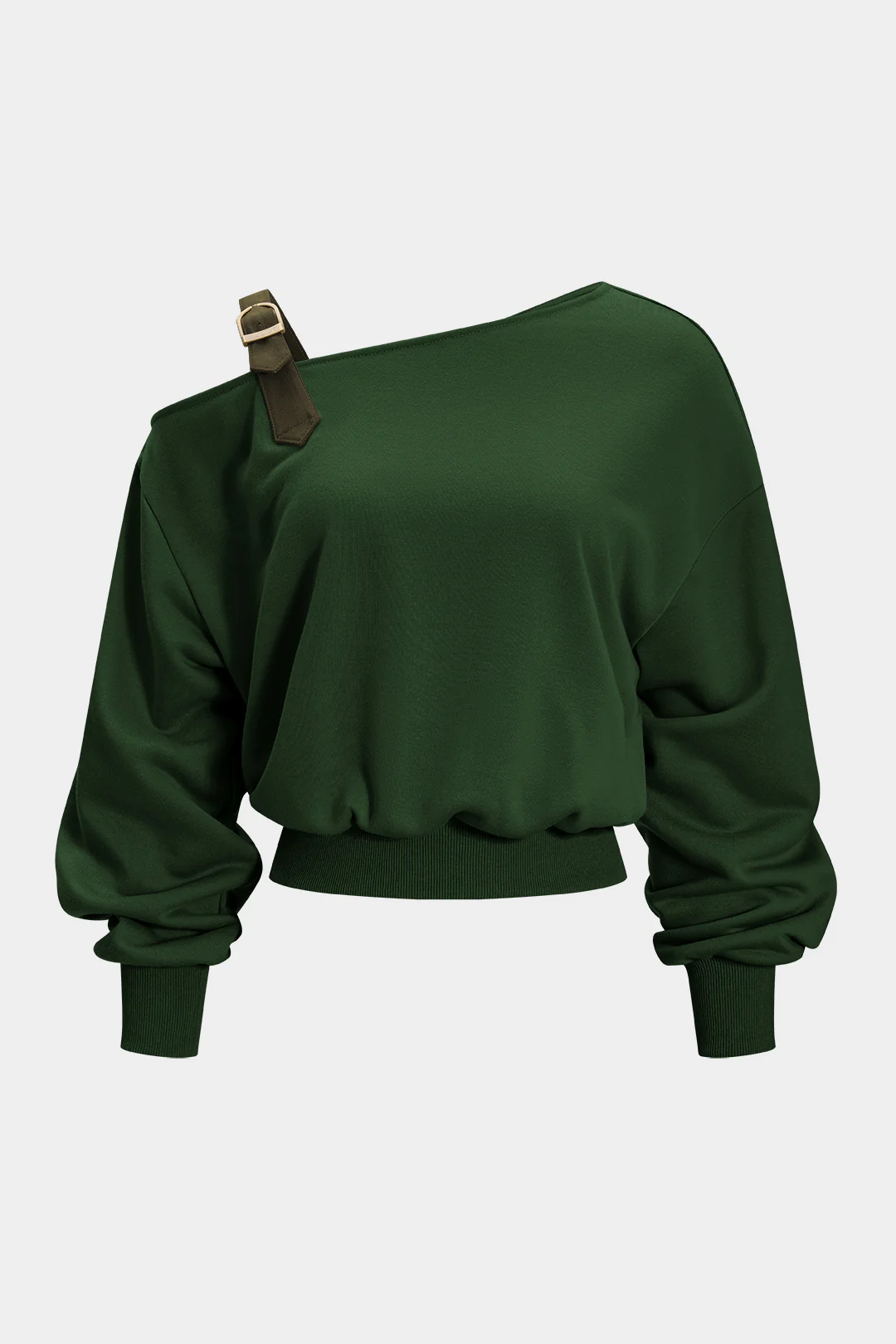 Asymmetrical Neck Ruched Long-Sleeve Top - Image 7