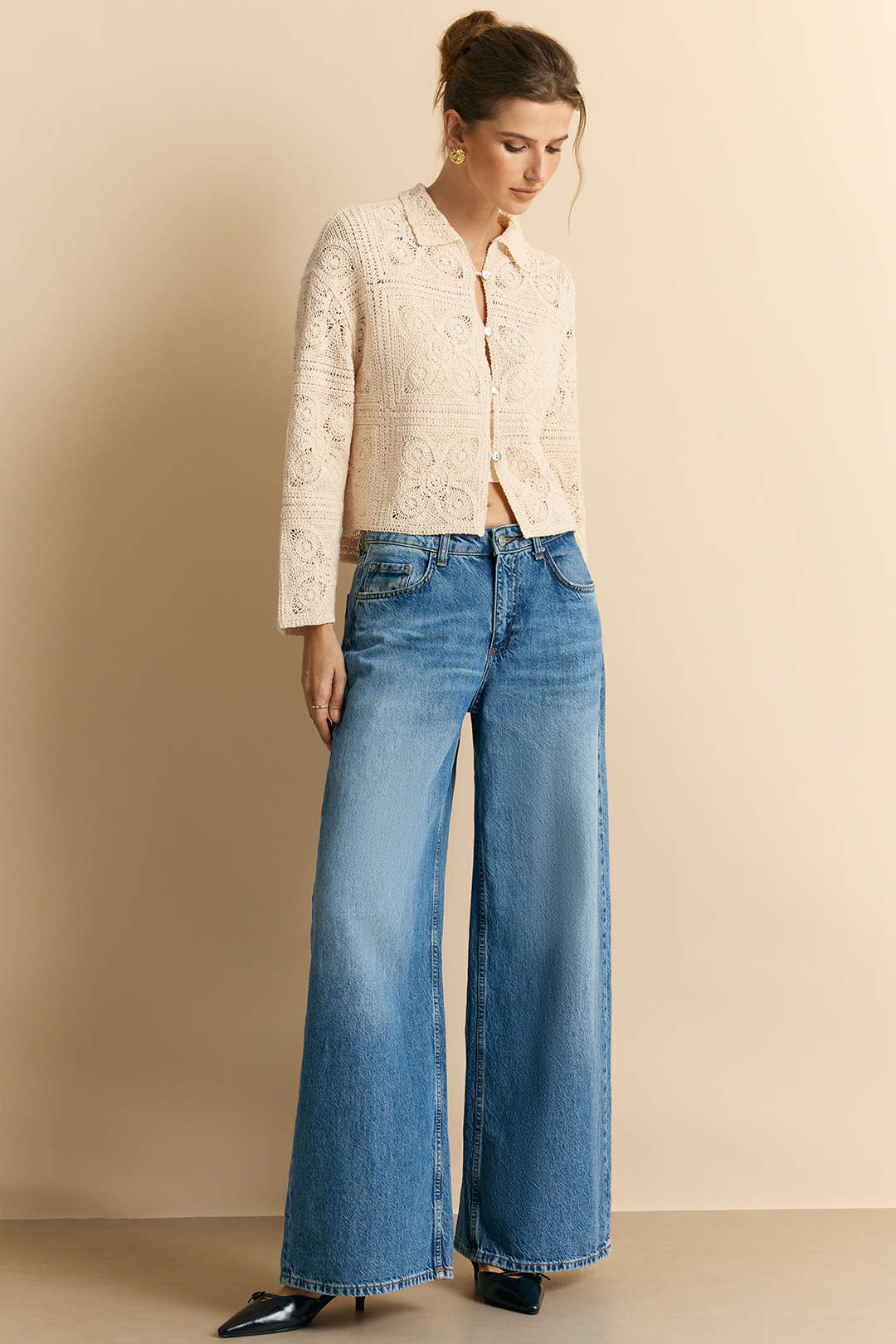 Knit Button Hollow Out Cardigan - Image 6