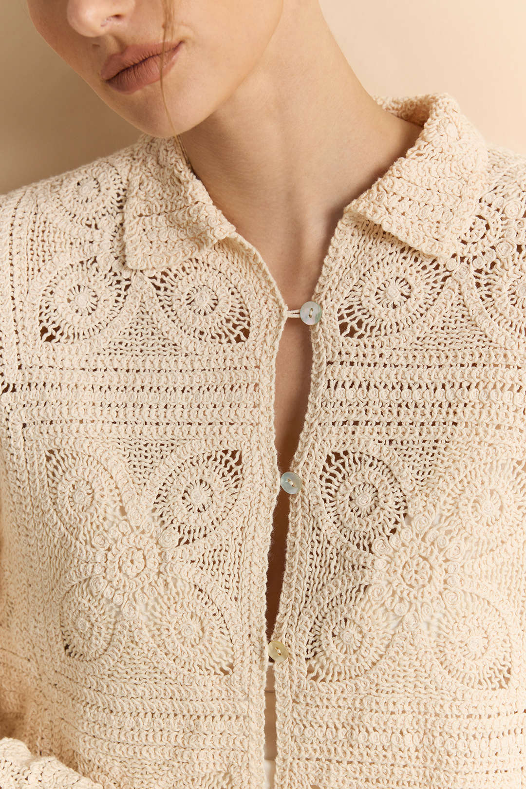 Knit Button Hollow Out Cardigan - Image 8