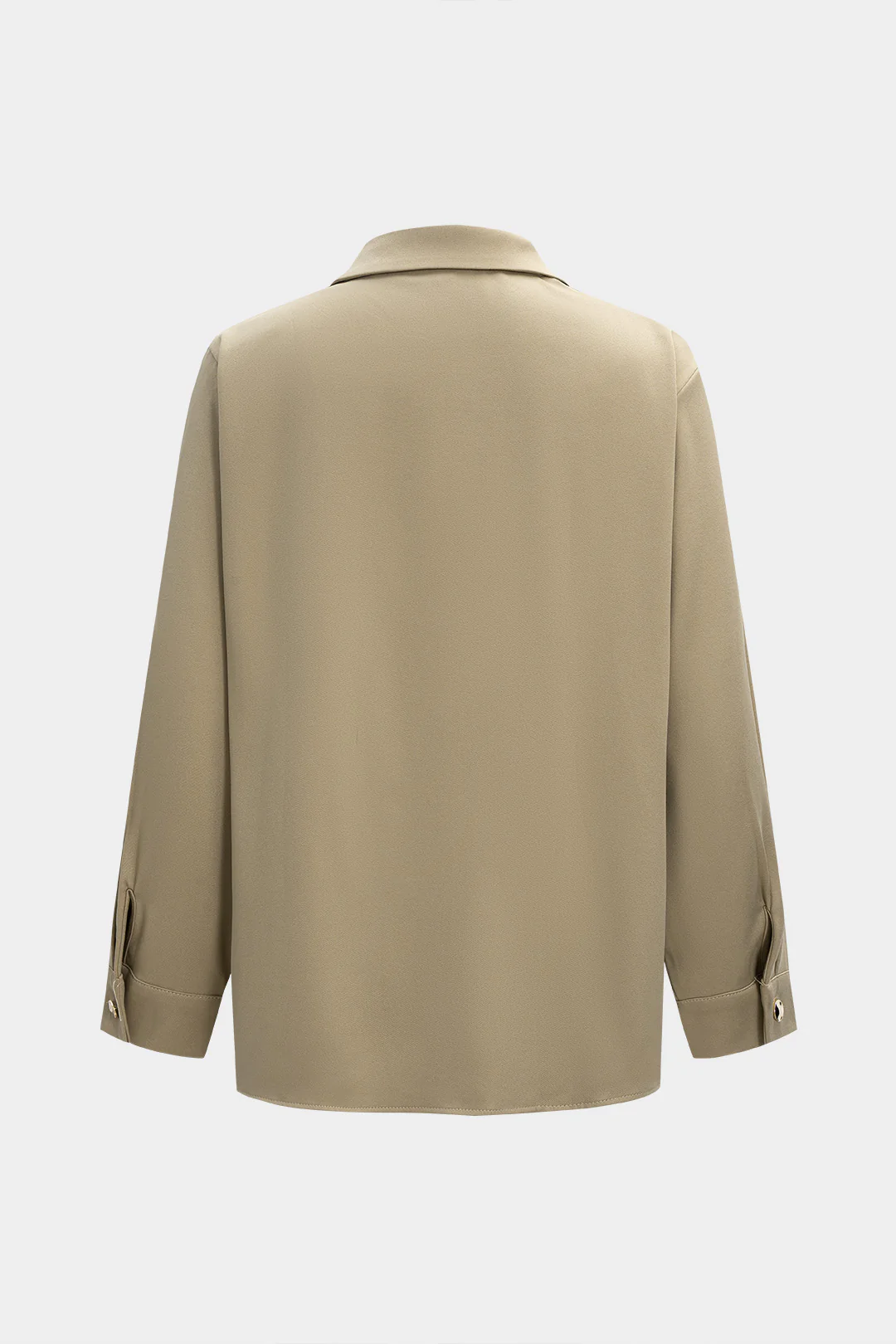 Polo Collar Asymmetrical Ruched Long-Sleeve Top - Image 3