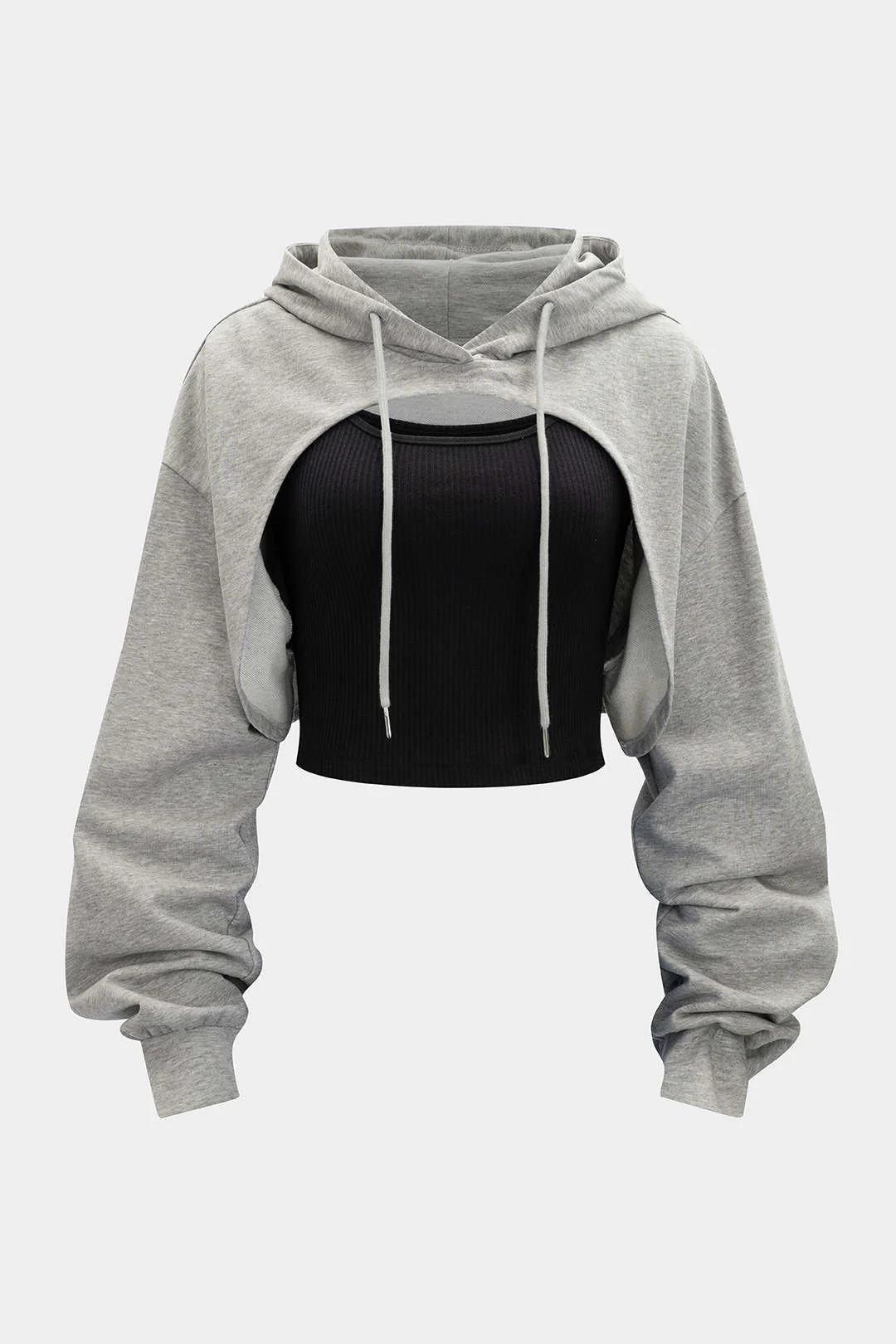 Knit Patchwork Drawstring Hoodie - Image 11