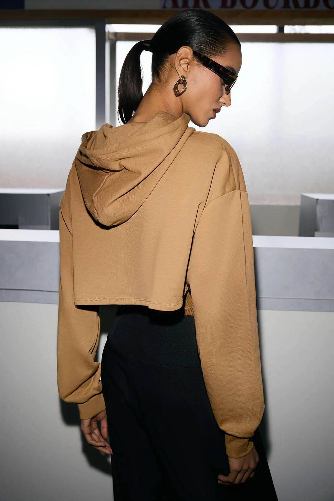 Knit Patchwork Drawstring Hoodie - Image 8
