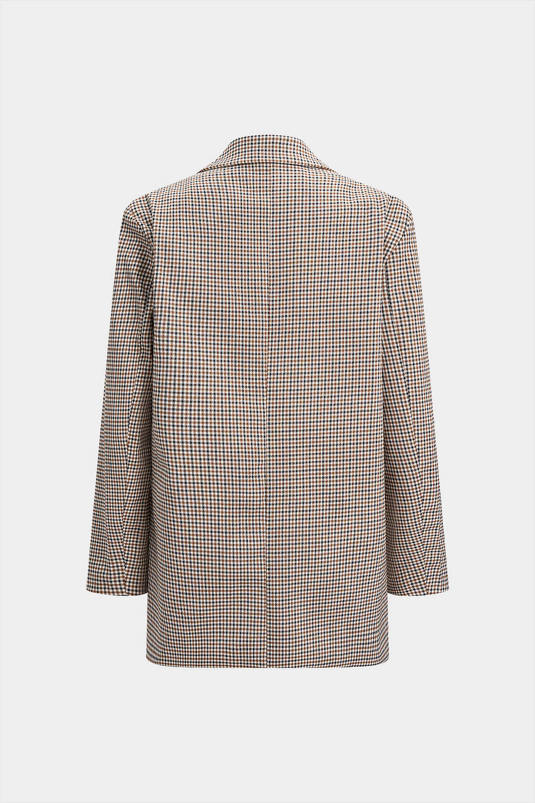Plaid Contrast Print Button Notched Lapel Blazer - Image 2