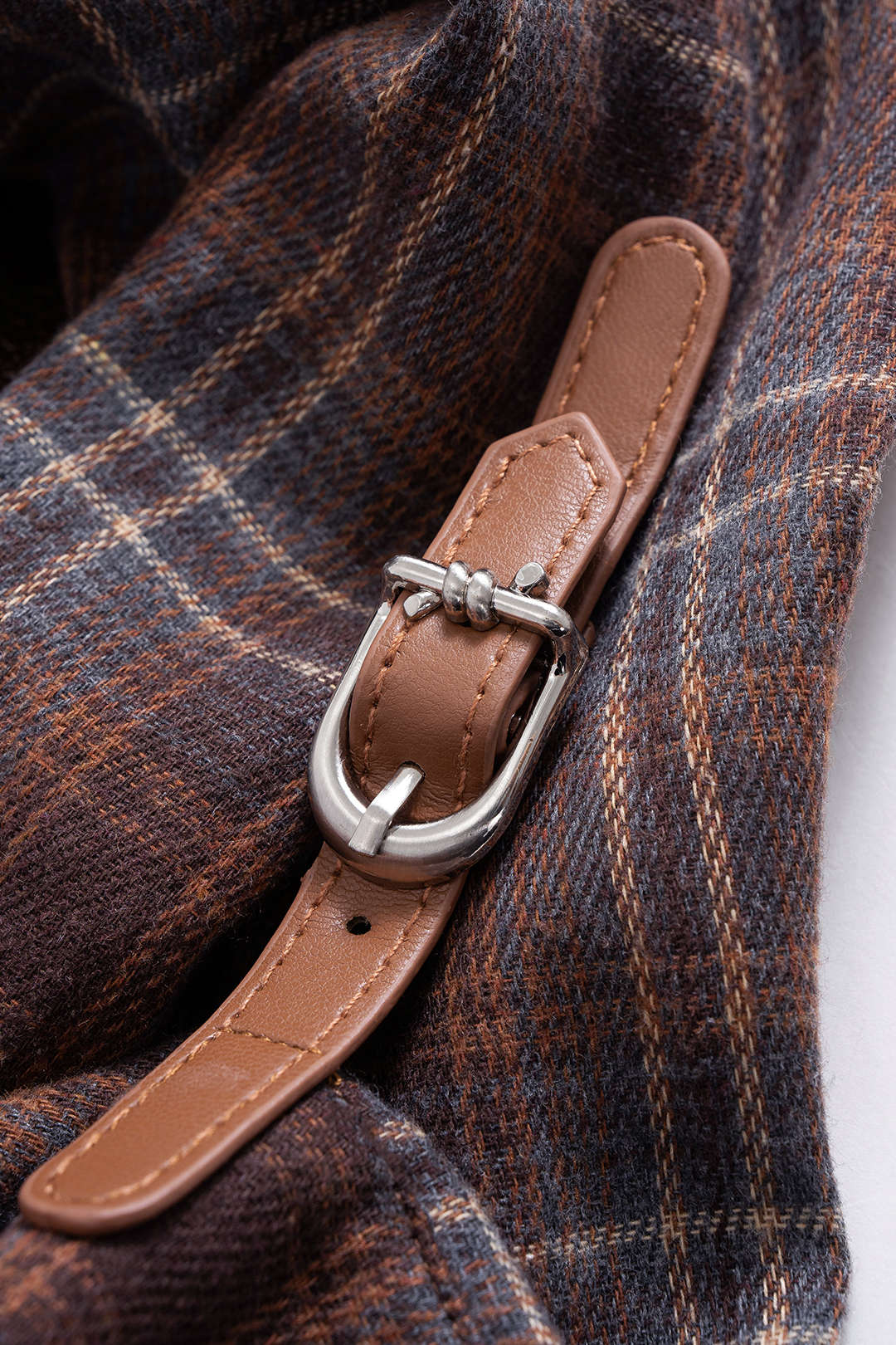 Plaid Print Button Top - Image 4
