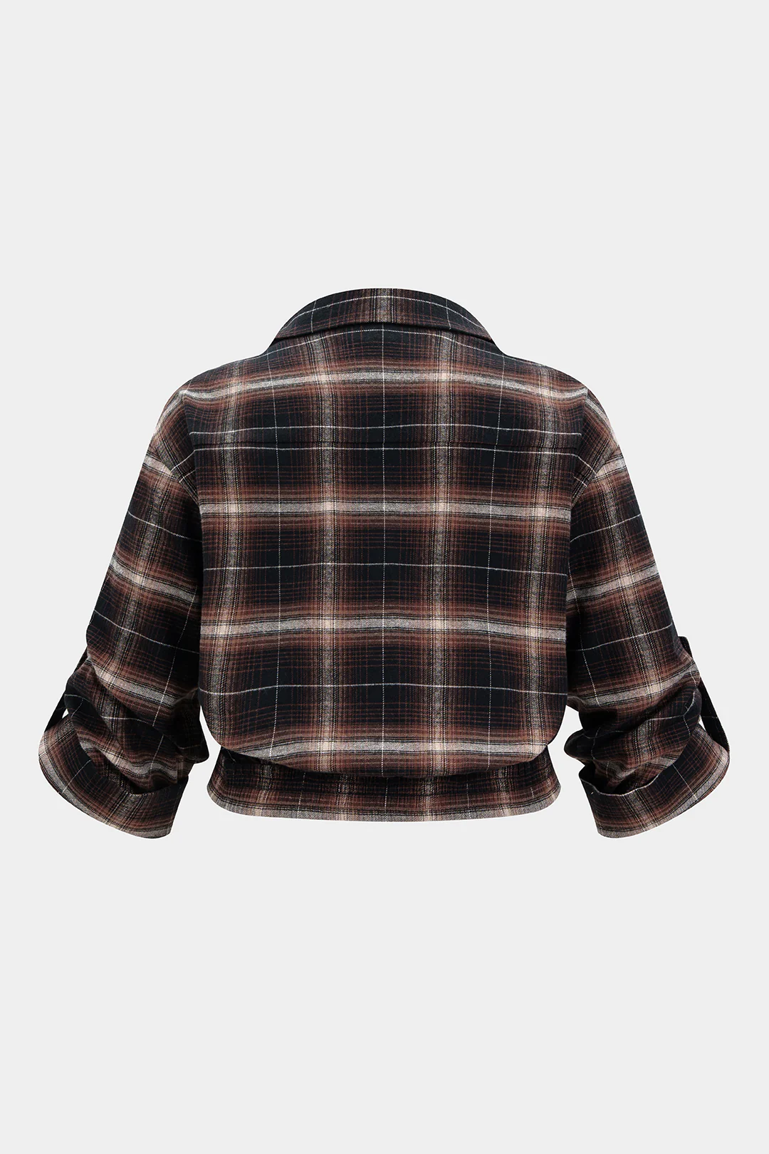 Plus Size Plaid Print Waist-Cinching Shirt - Image 2