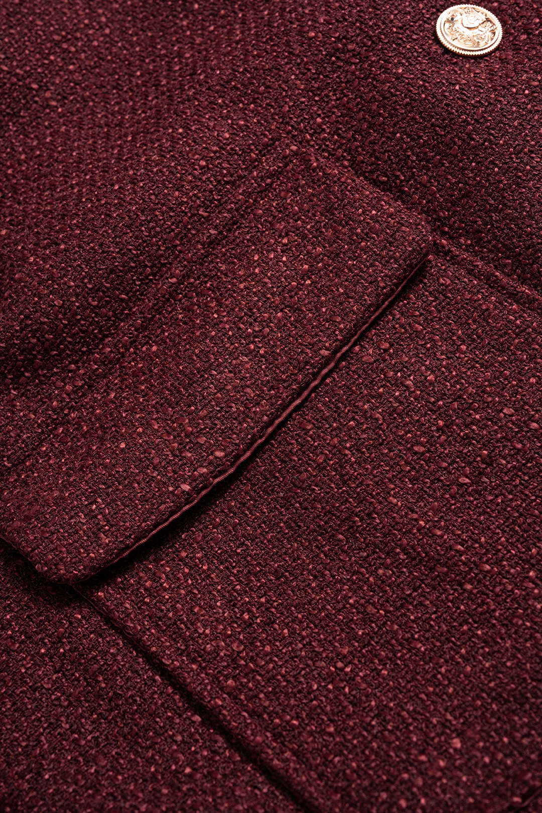 Tweed Round Neck Metallic Button Pocket Top - Image 4