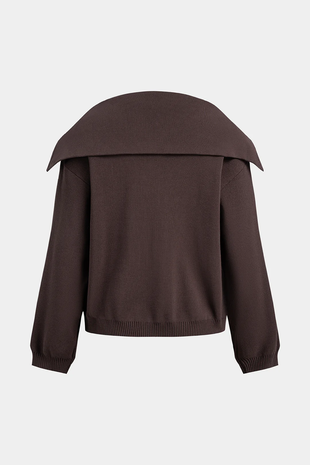 Knit Zipper Lapel Long Sleeve Top - Image 2