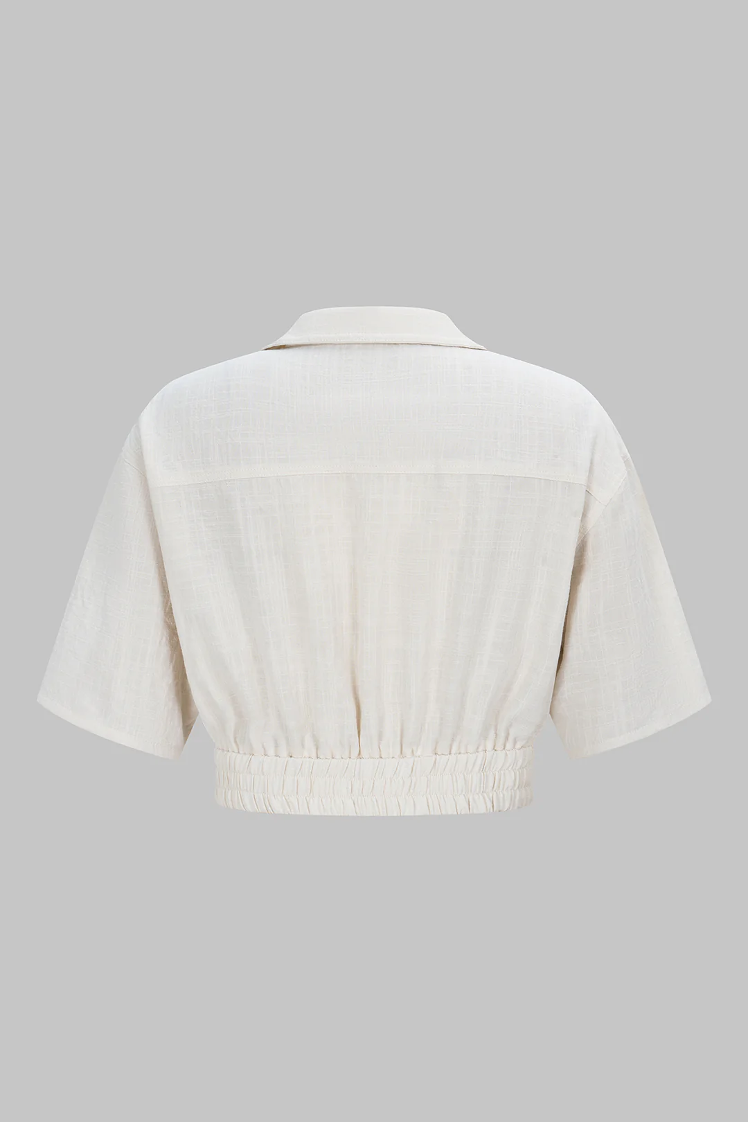 Linen Lapel Button Short Sleeve Shirt - Image 2