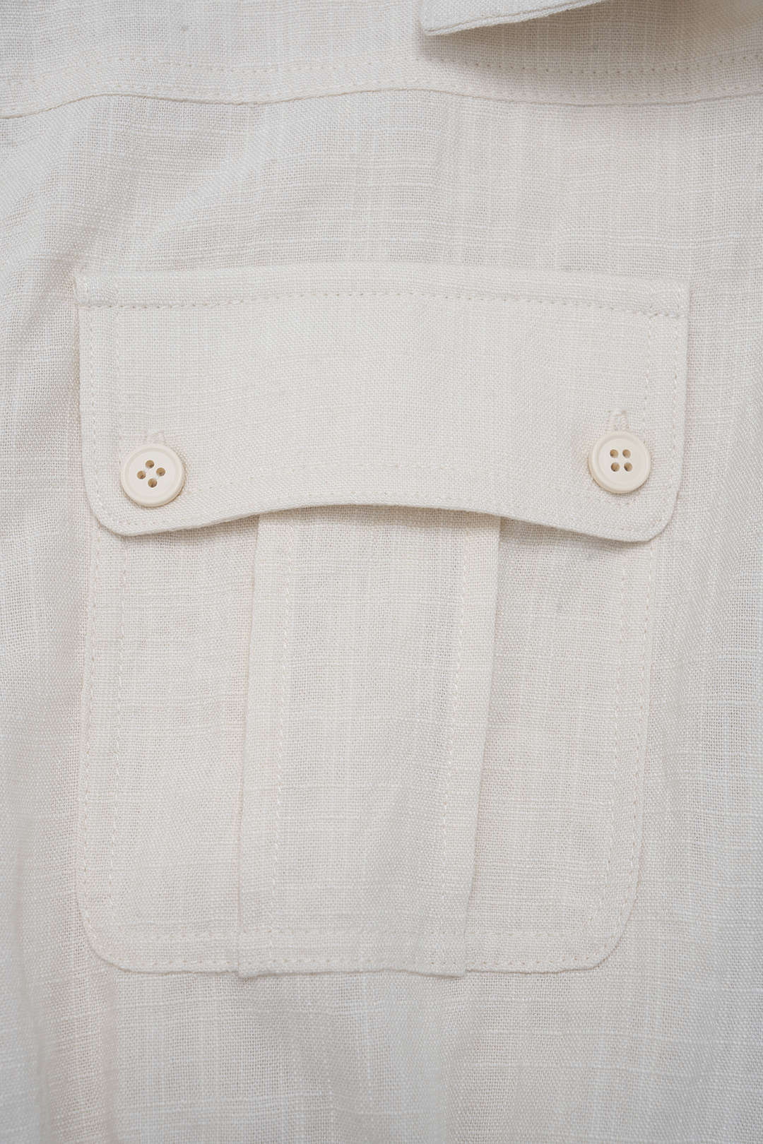 Linen Lapel Button Short Sleeve Shirt - Image 4