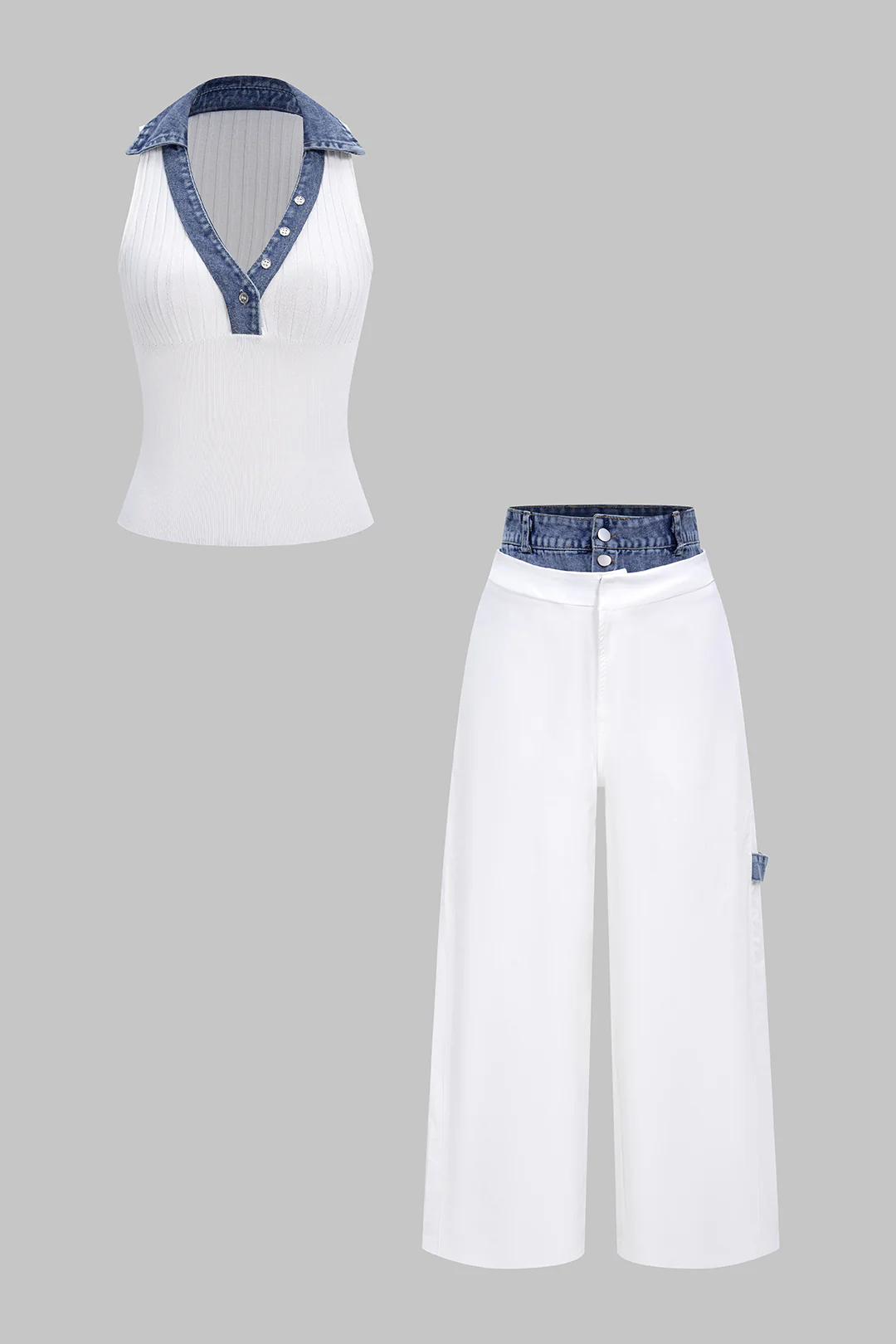 Patchwork V-Neck Tank Top - Image 2