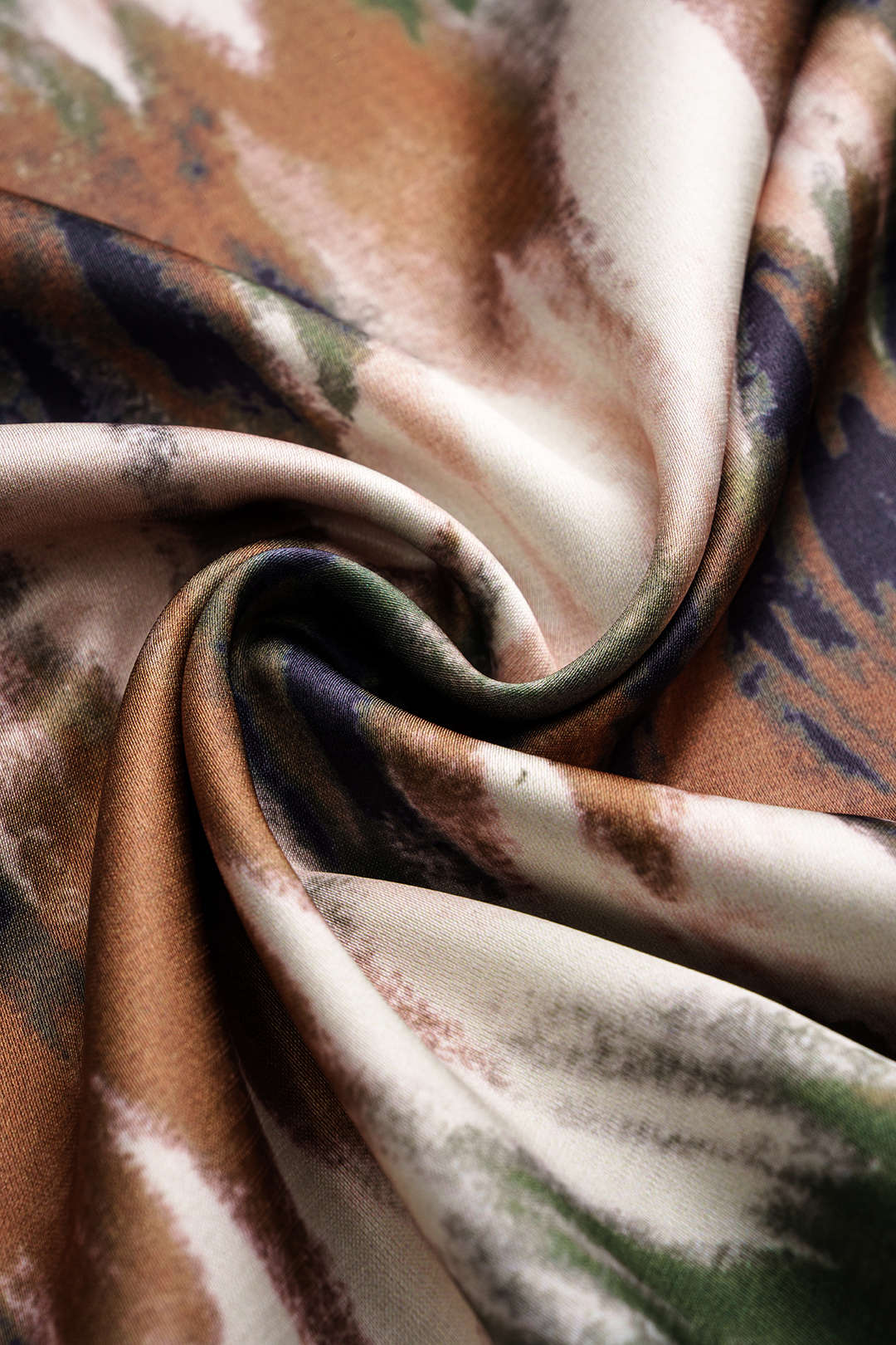 Ombre Print Satin Draped Cowl Neck Short Sleeve Top - Image 4