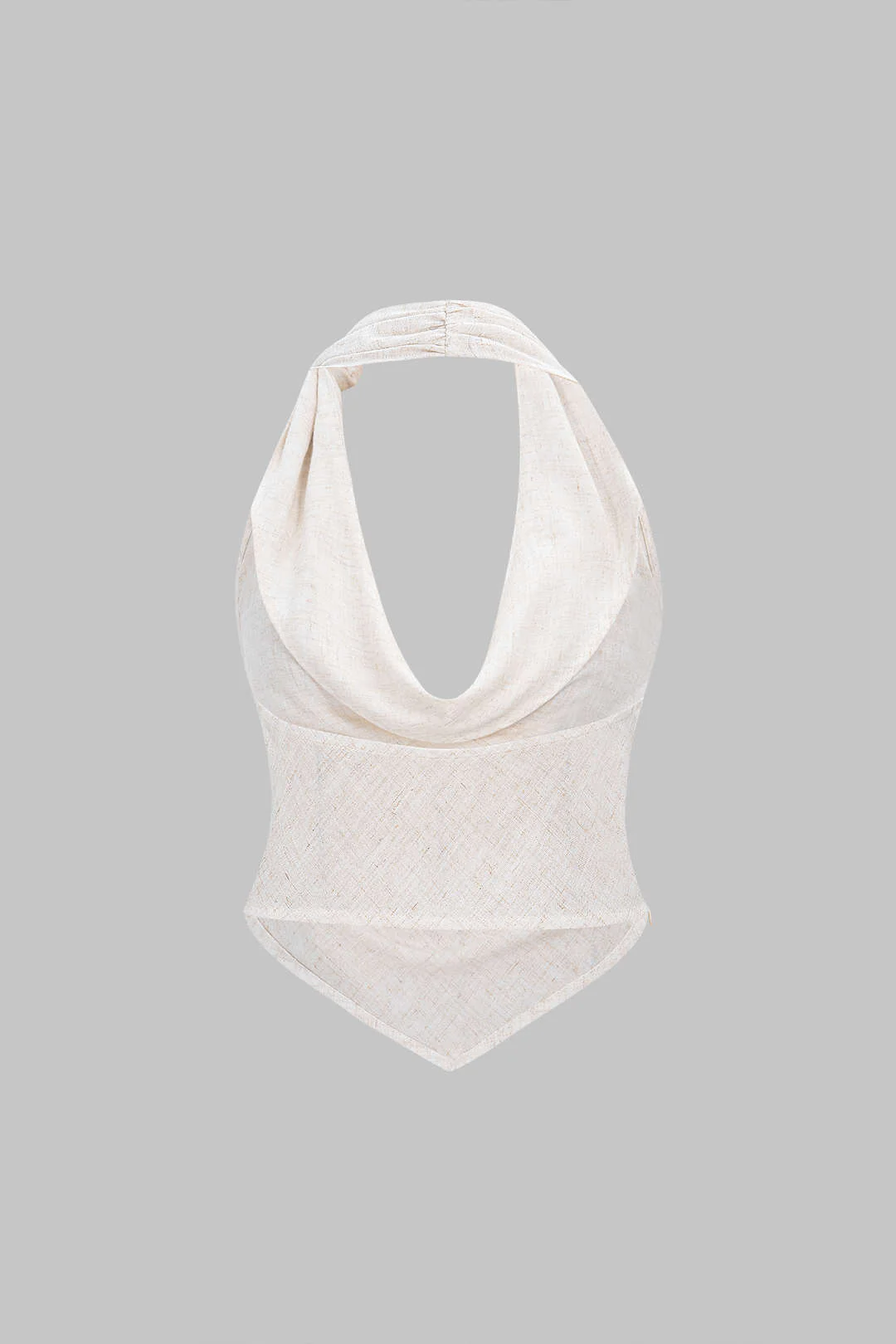 Halter Draped Cowl Neck Backless Ruched Sleeveless Top - Image 2