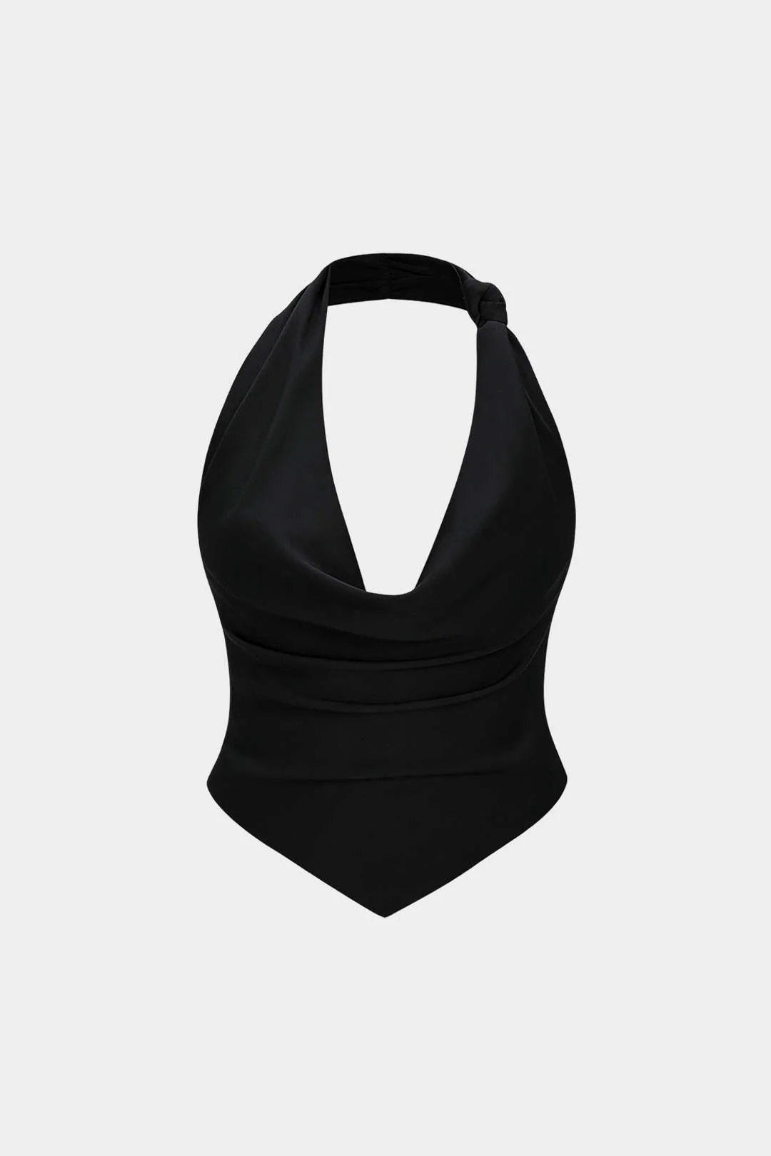 Halter Draped Cowl Neck Backless Ruched Sleeveless Top - Image 7
