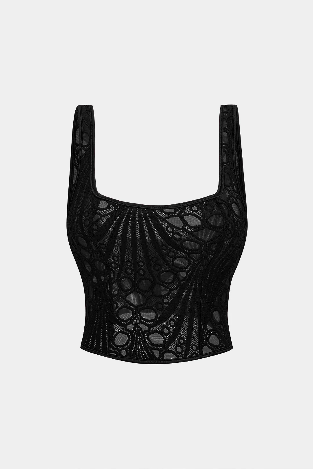 Embroidery Zipper Cut Out Square Neck Cami Top - Image 5