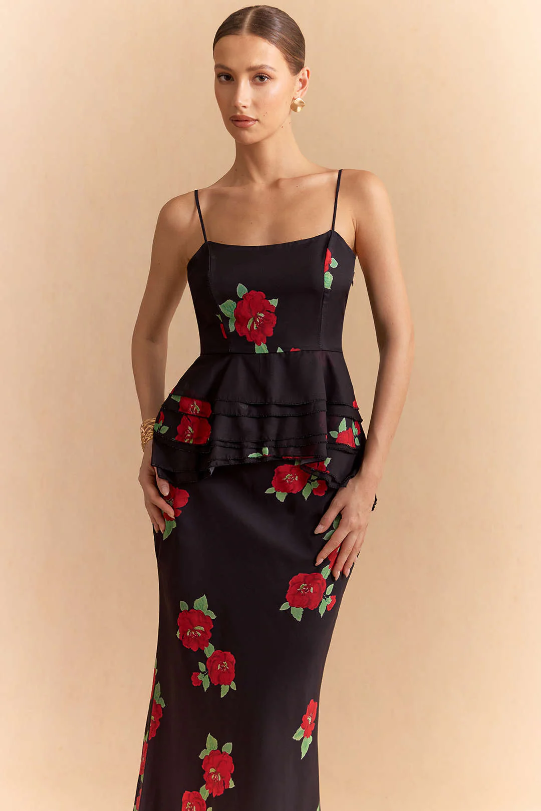 Floral Print Chiffon Ruched Zipper Slip Cami Top